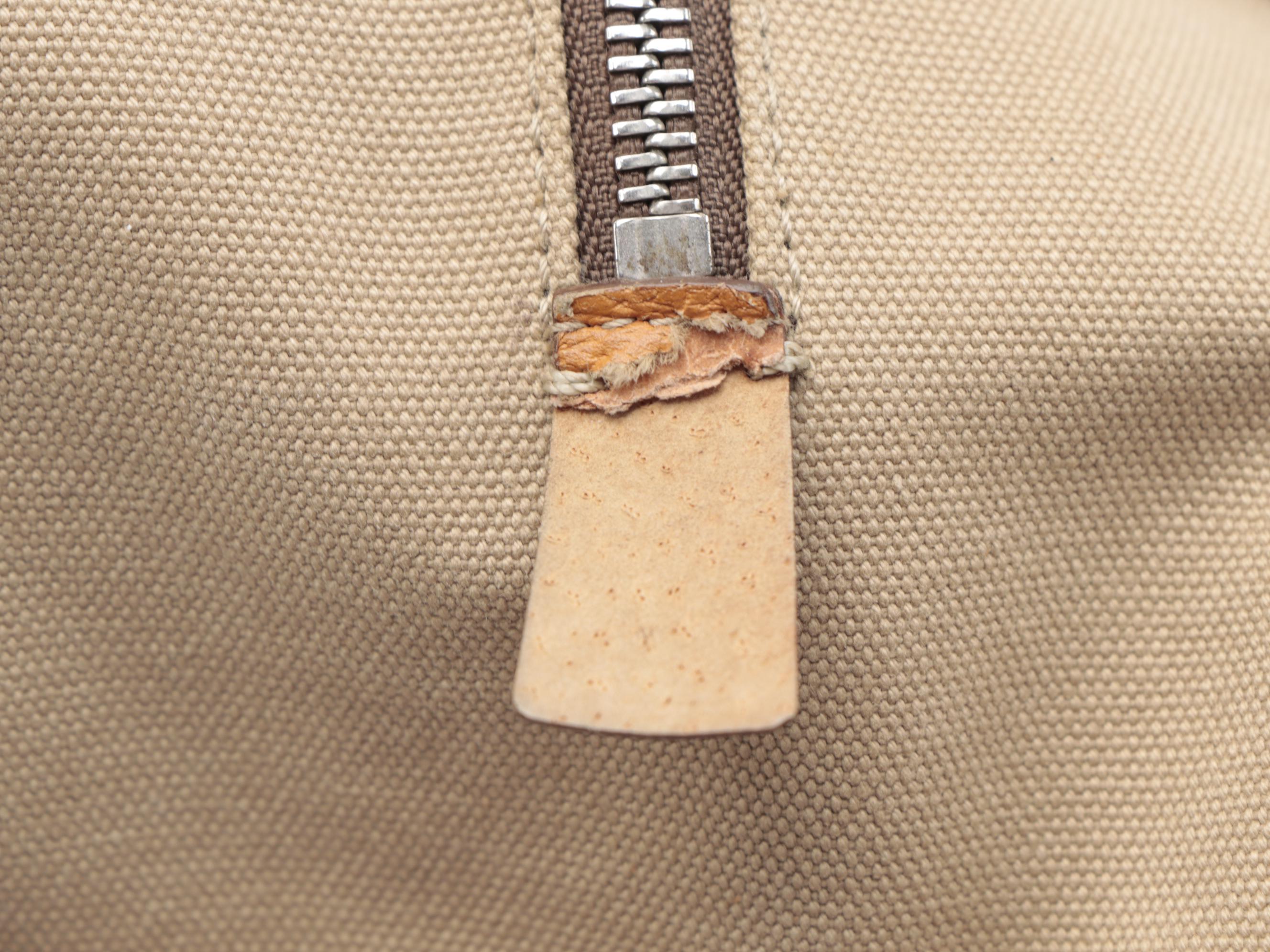 Prada Zippered Briefcase Bag in Canapa Canvas with Leather Trim