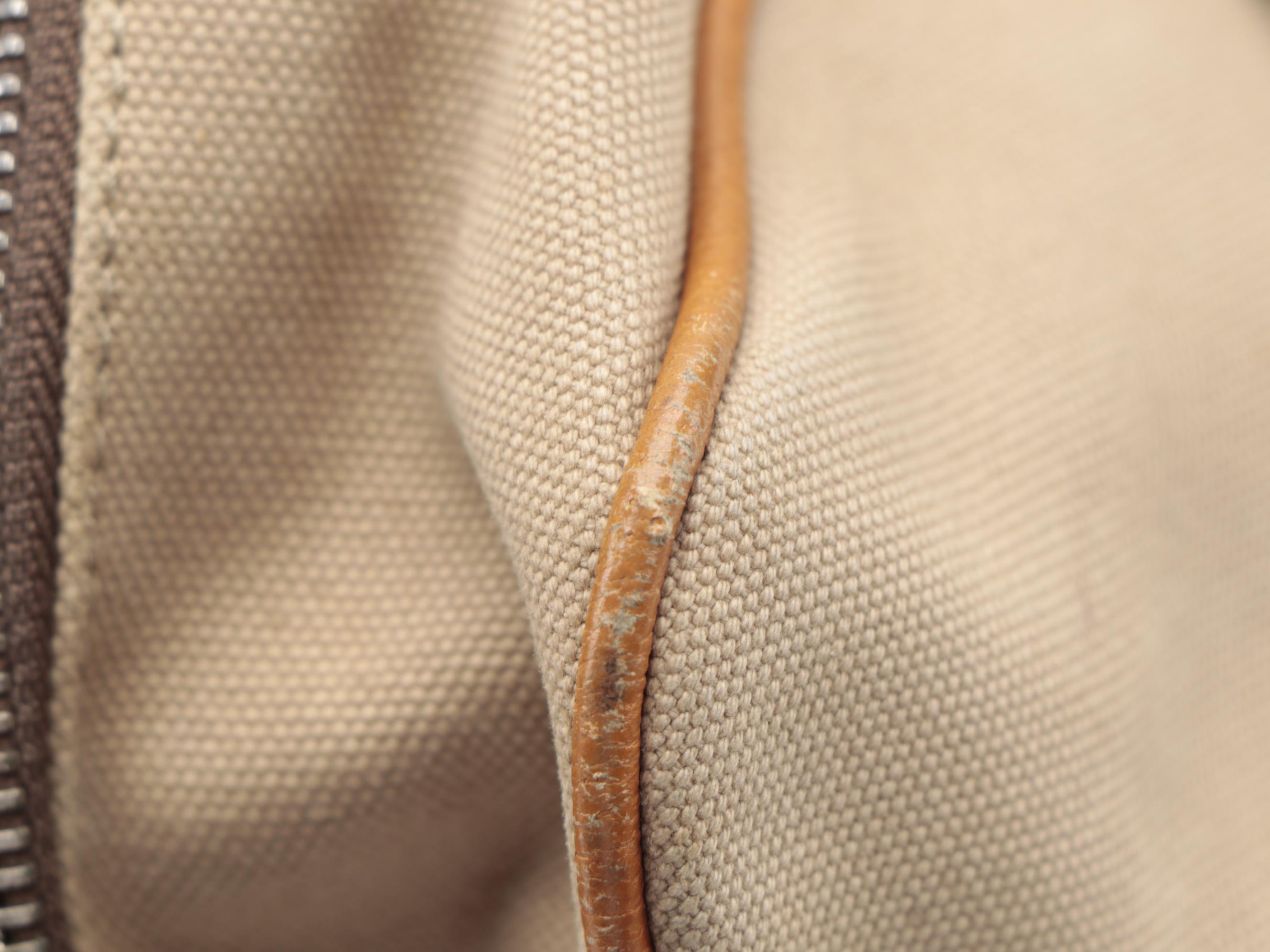 Prada Zippered Briefcase Bag in Canapa Canvas with Leather Trim