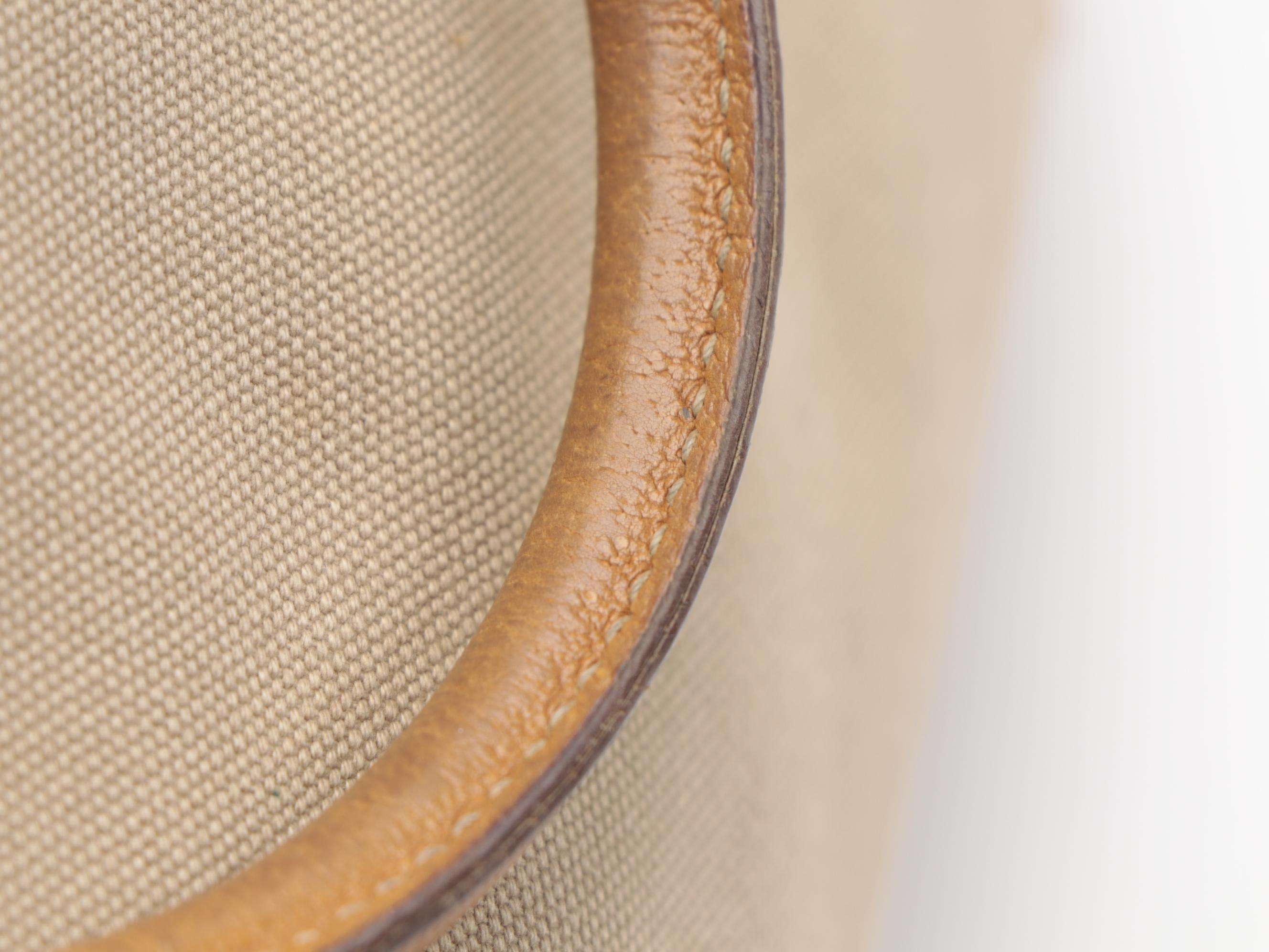 Prada Zippered Briefcase Bag in Canapa Canvas with Leather Trim