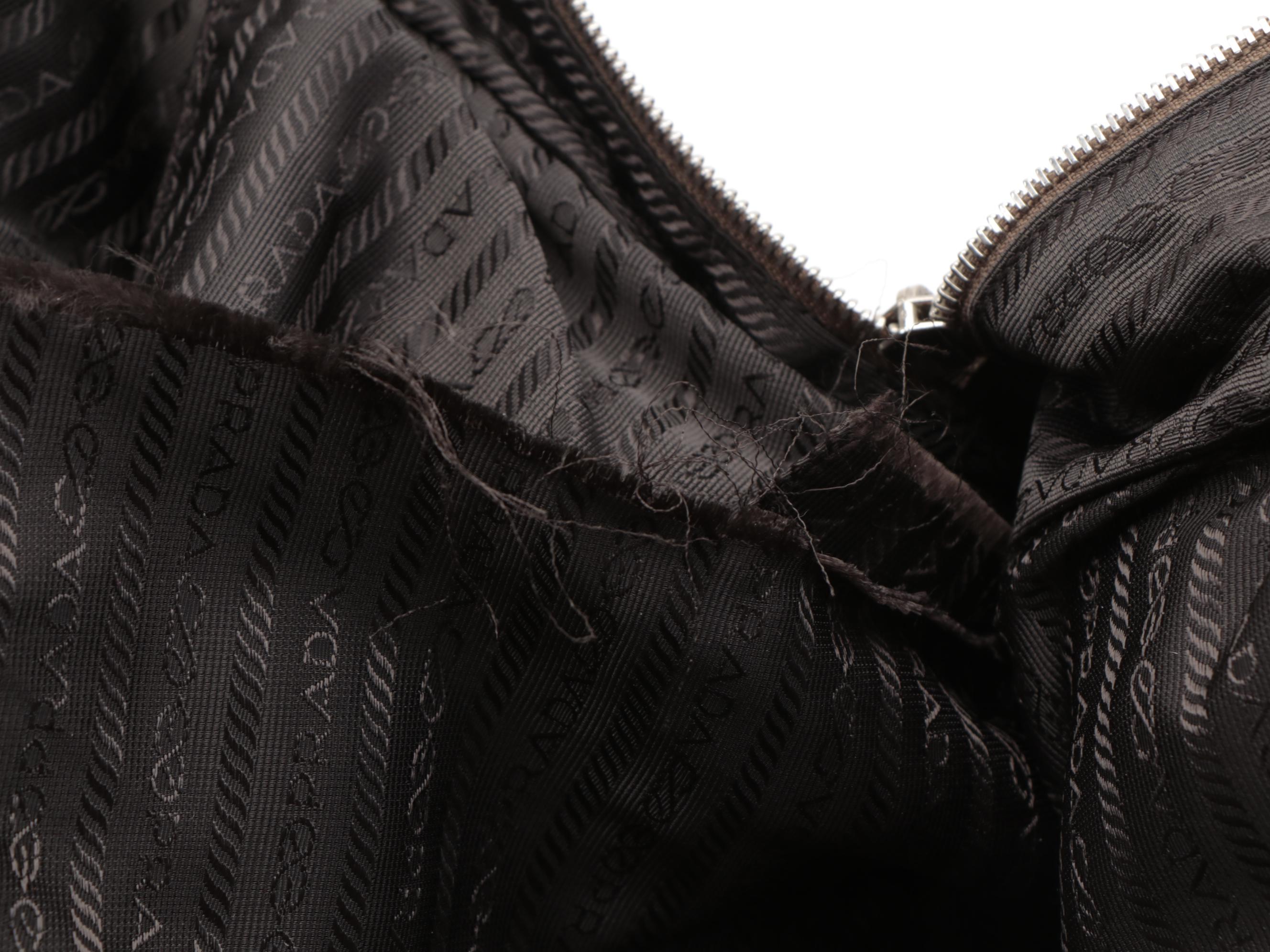 Prada Zippered Briefcase Bag in Canapa Canvas with Leather Trim