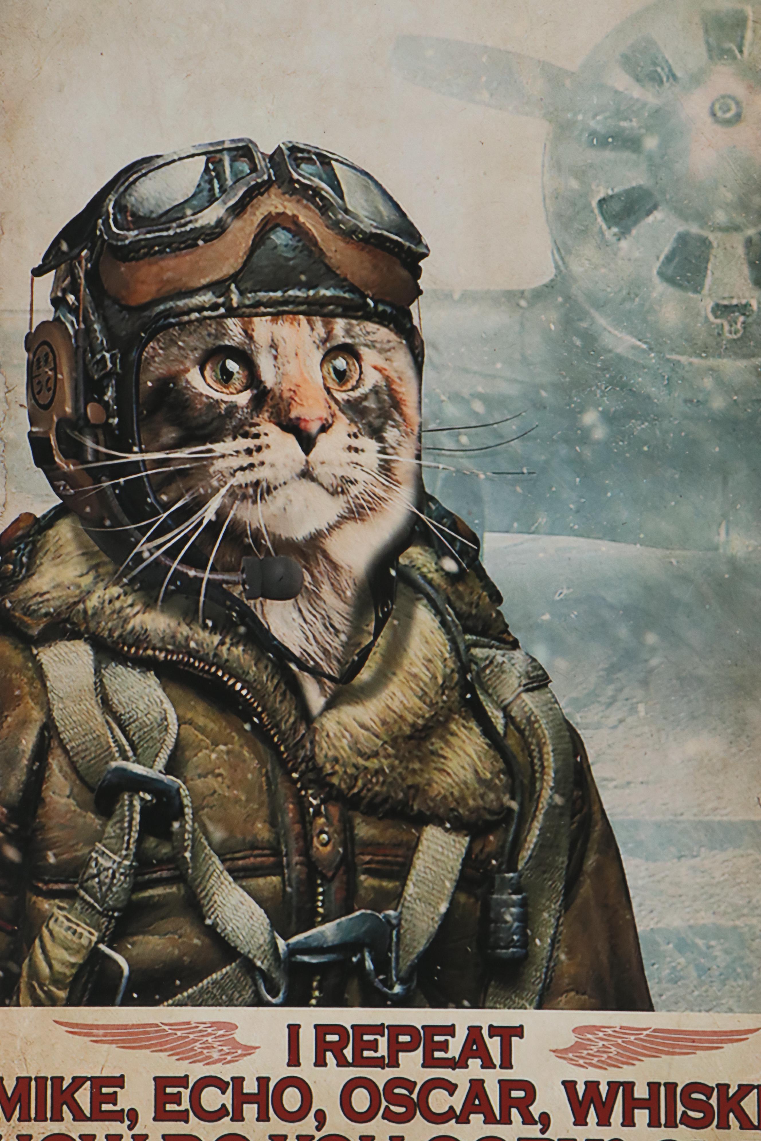 Giclée of Fighter Pilot Cat, 21st Century