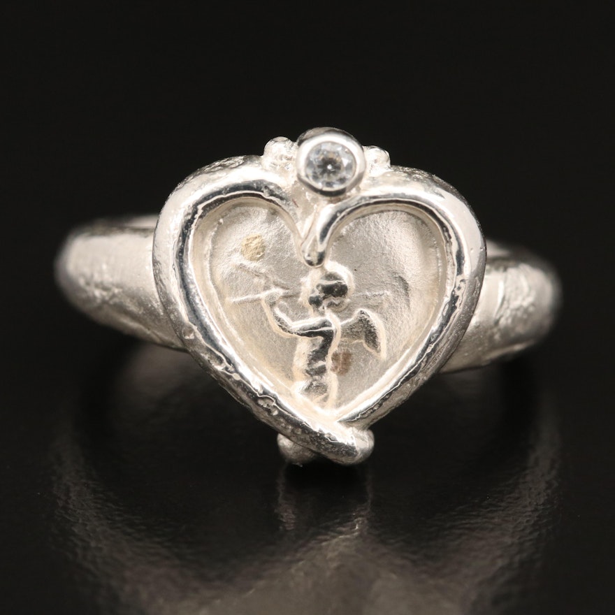 SeidenGang Sterling Cubic Zirconia Heart Cameo Ring