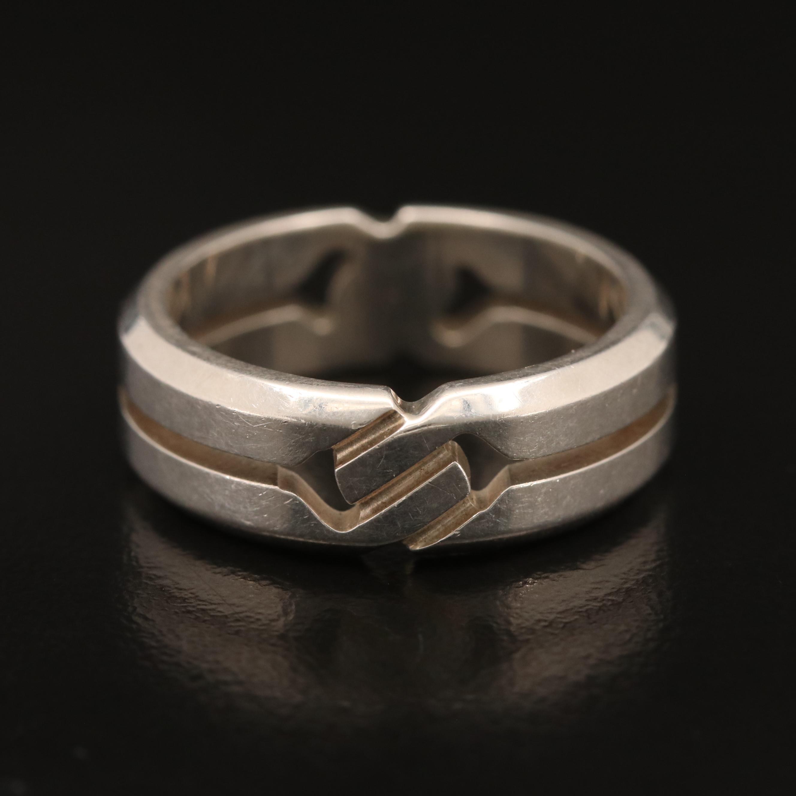 Gucci Sterling Band with Box, Ribbon, Pouch and Paperwork