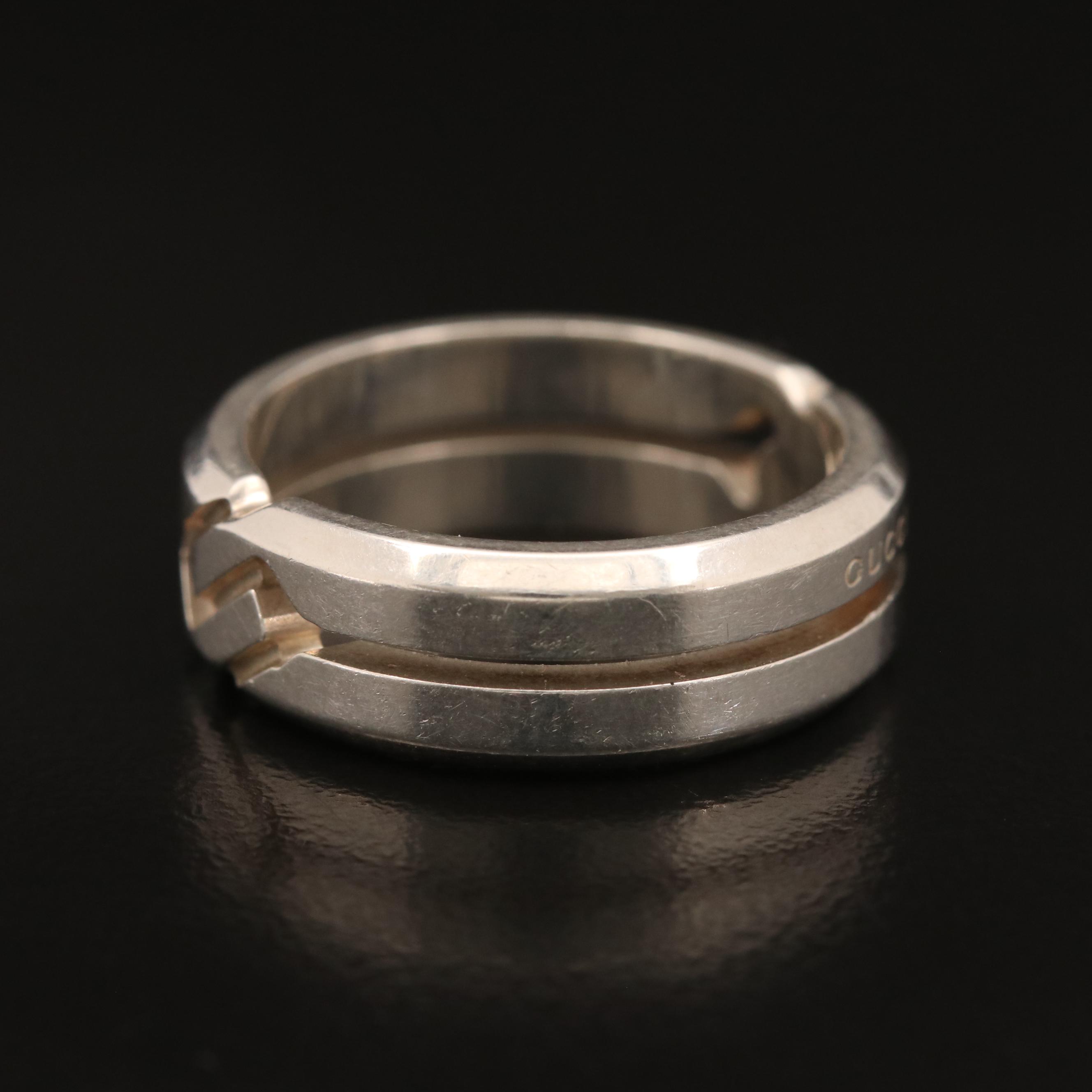 Gucci Sterling Band with Box, Ribbon, Pouch and Paperwork