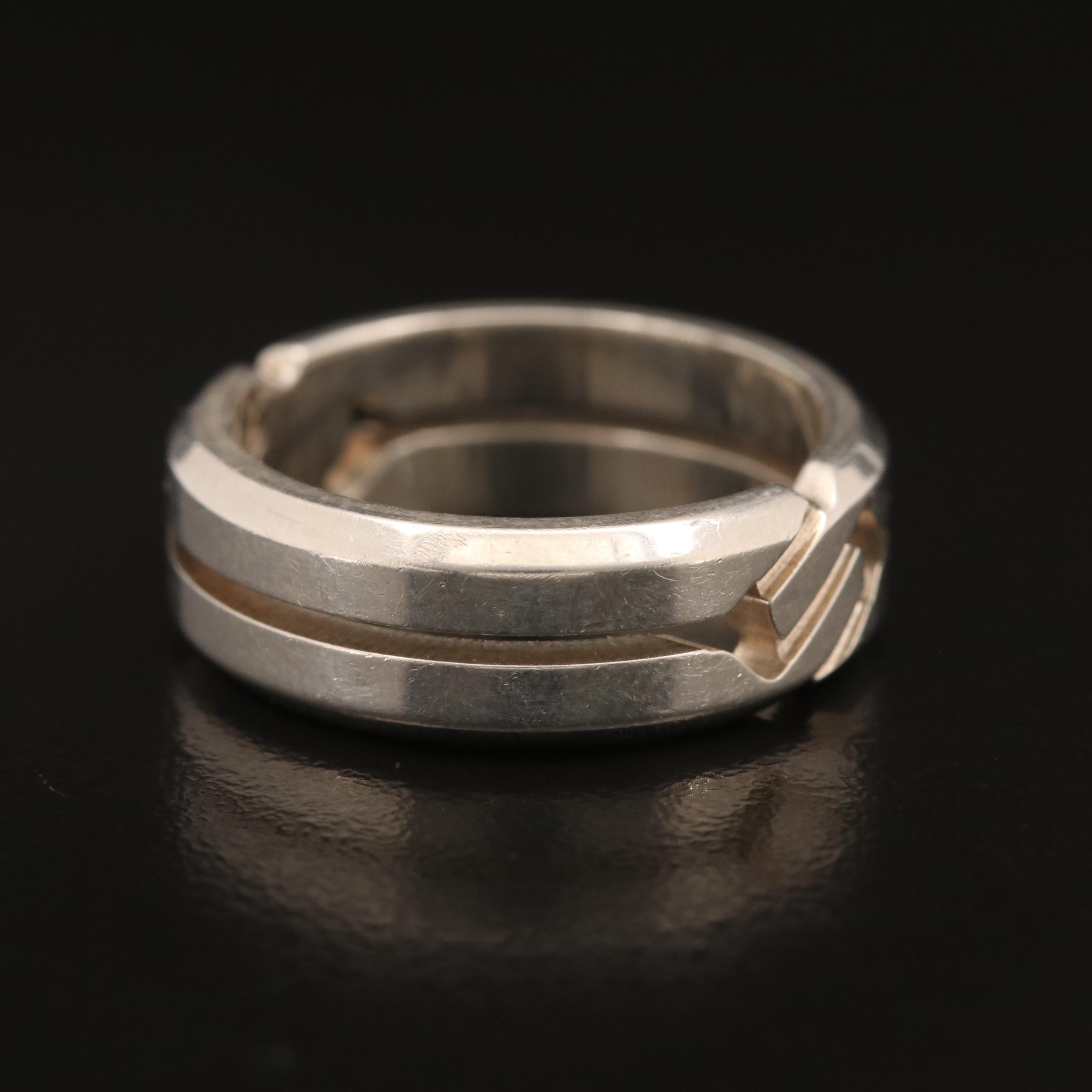 Gucci Sterling Band with Box, Ribbon, Pouch and Paperwork