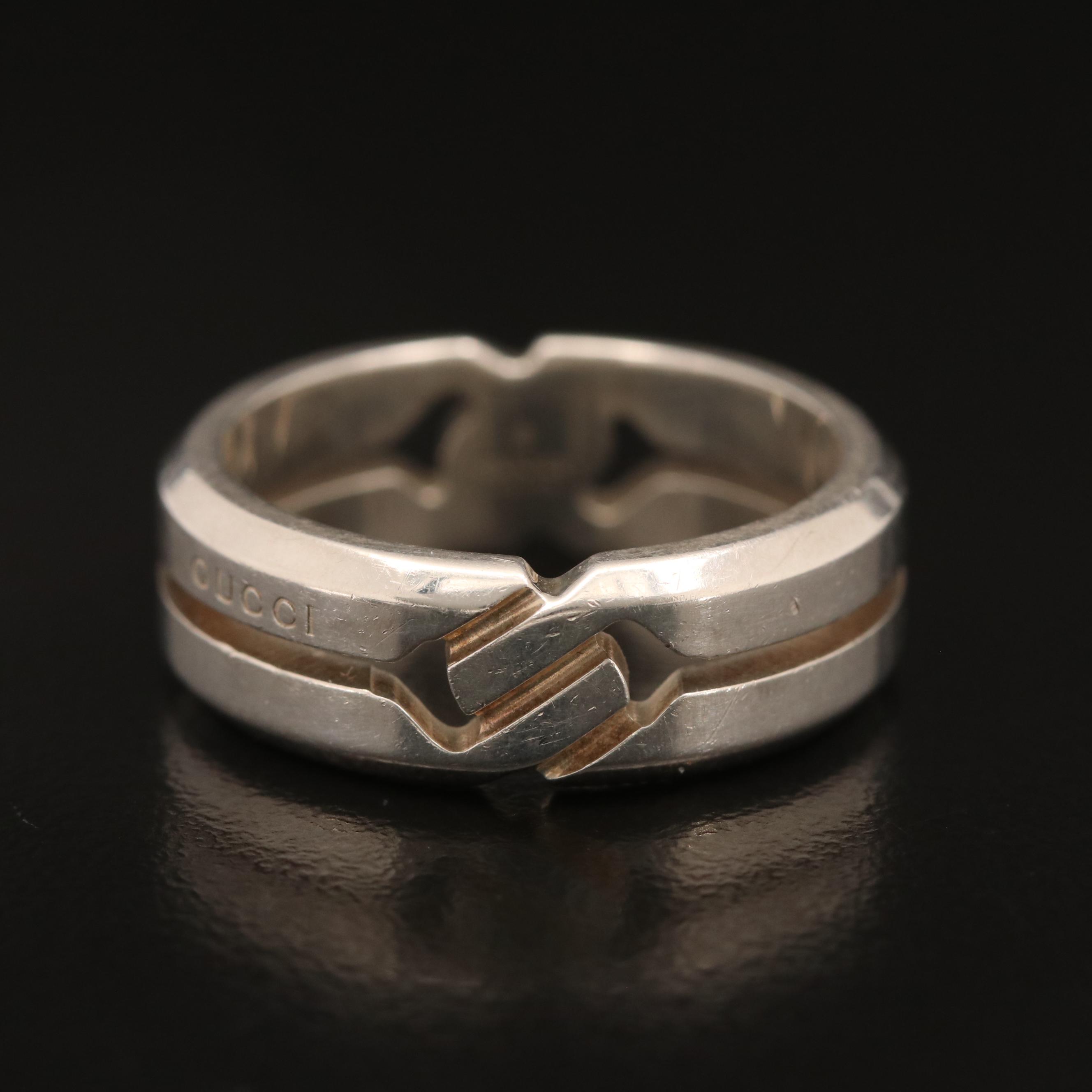 Gucci Sterling Band with Box, Ribbon, Pouch and Paperwork