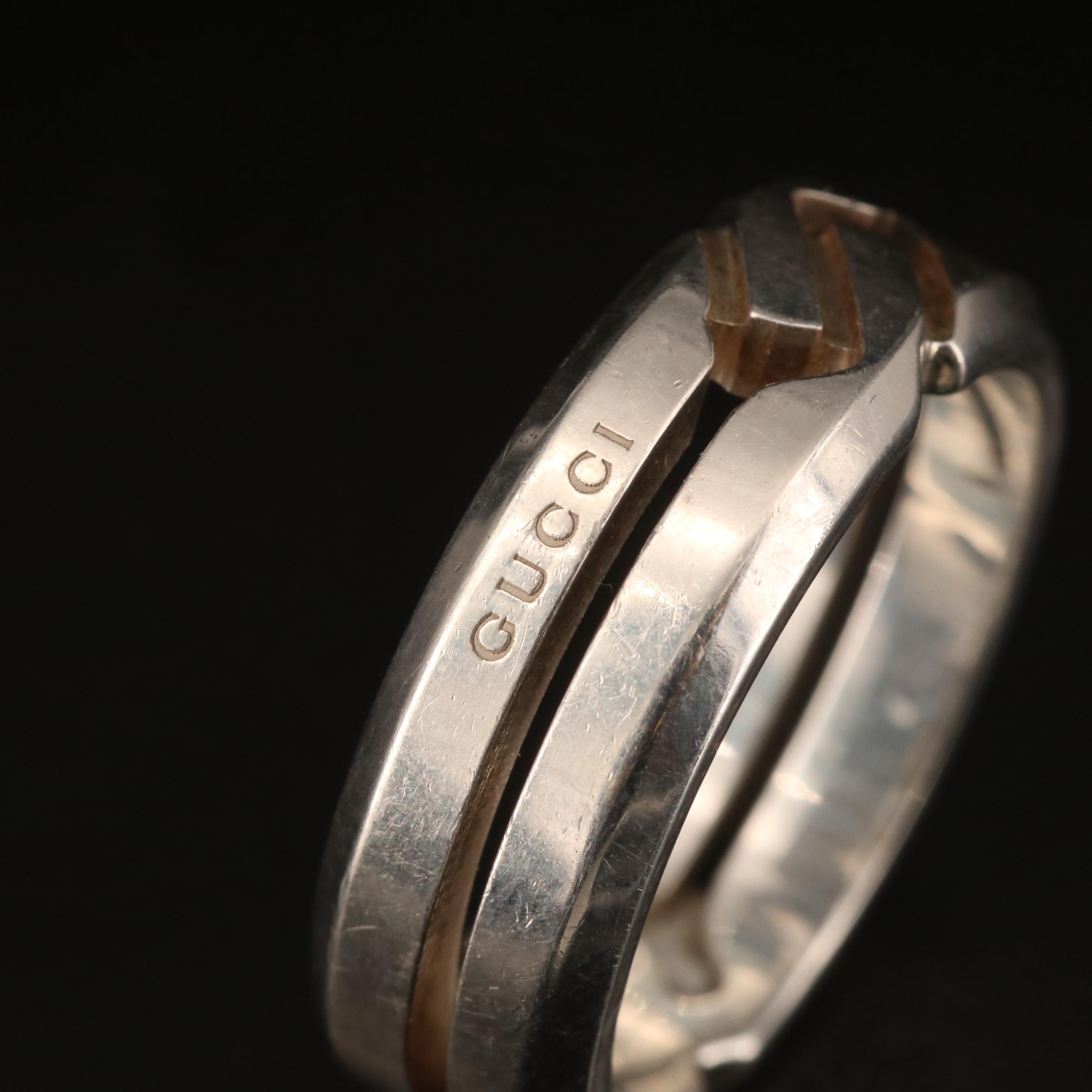 Gucci Sterling Band with Box, Ribbon, Pouch and Paperwork