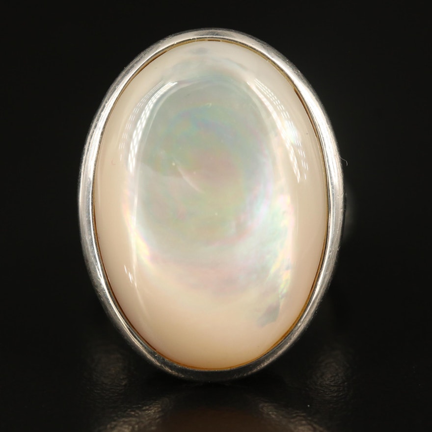 Ann King Sterling Mother of Pearl Oval Ring