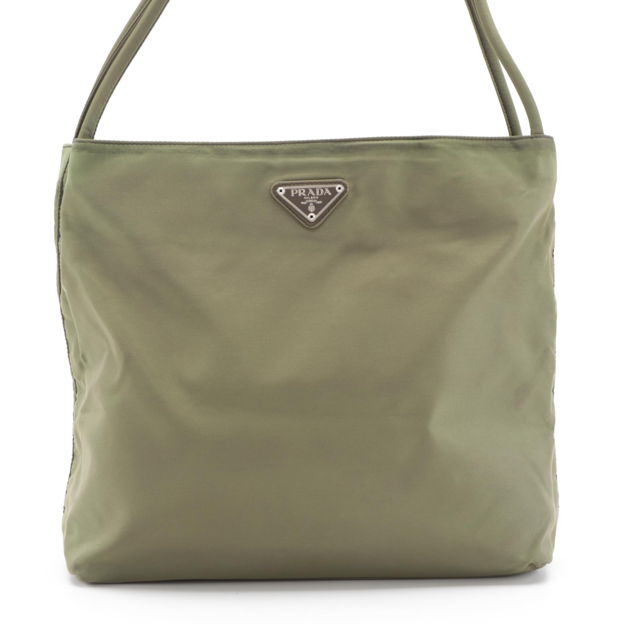 Prada Multi-Compartment Shoulder Bag in Green Tessuto Nylon