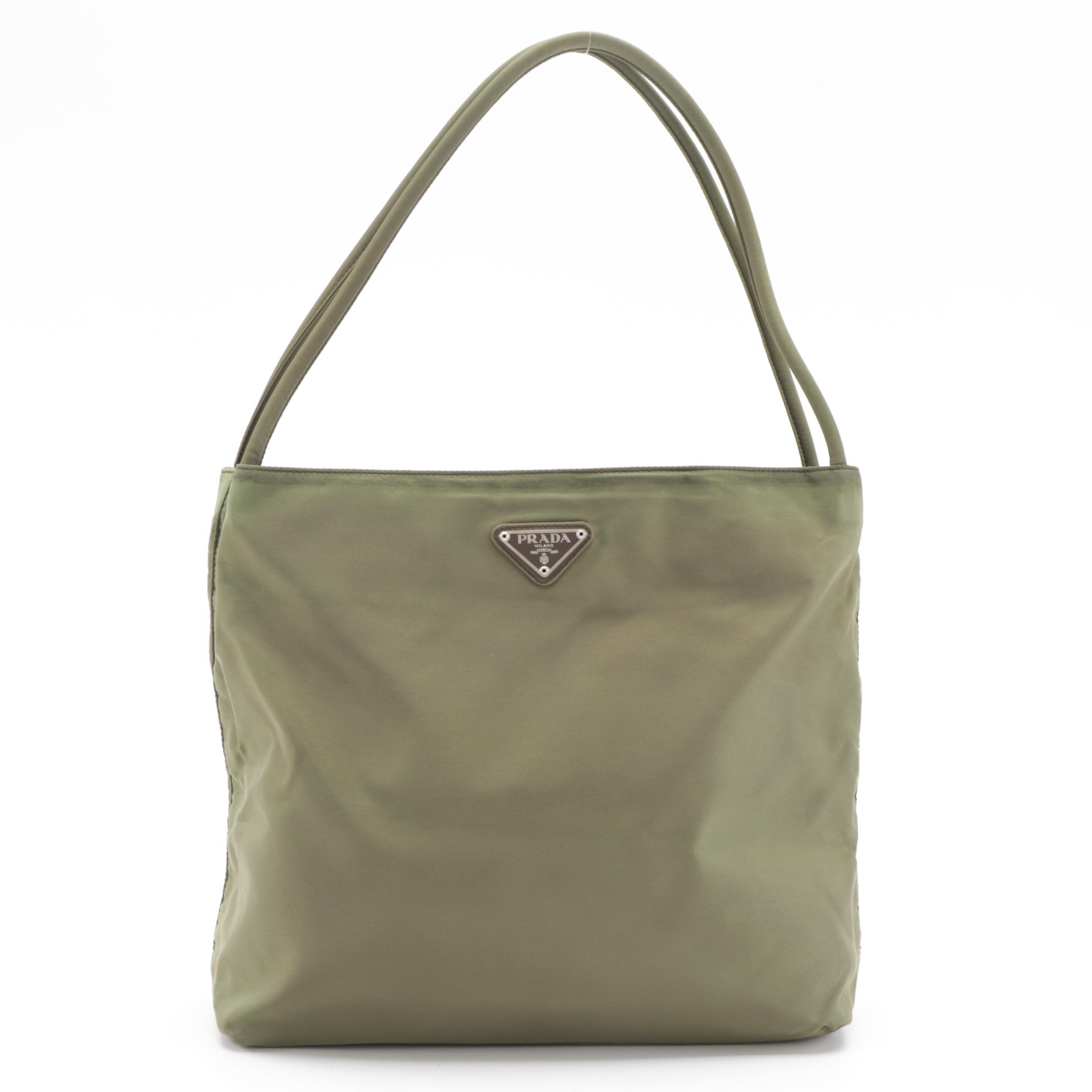 Prada Multi-Compartment Shoulder Bag in Green Tessuto Nylon
