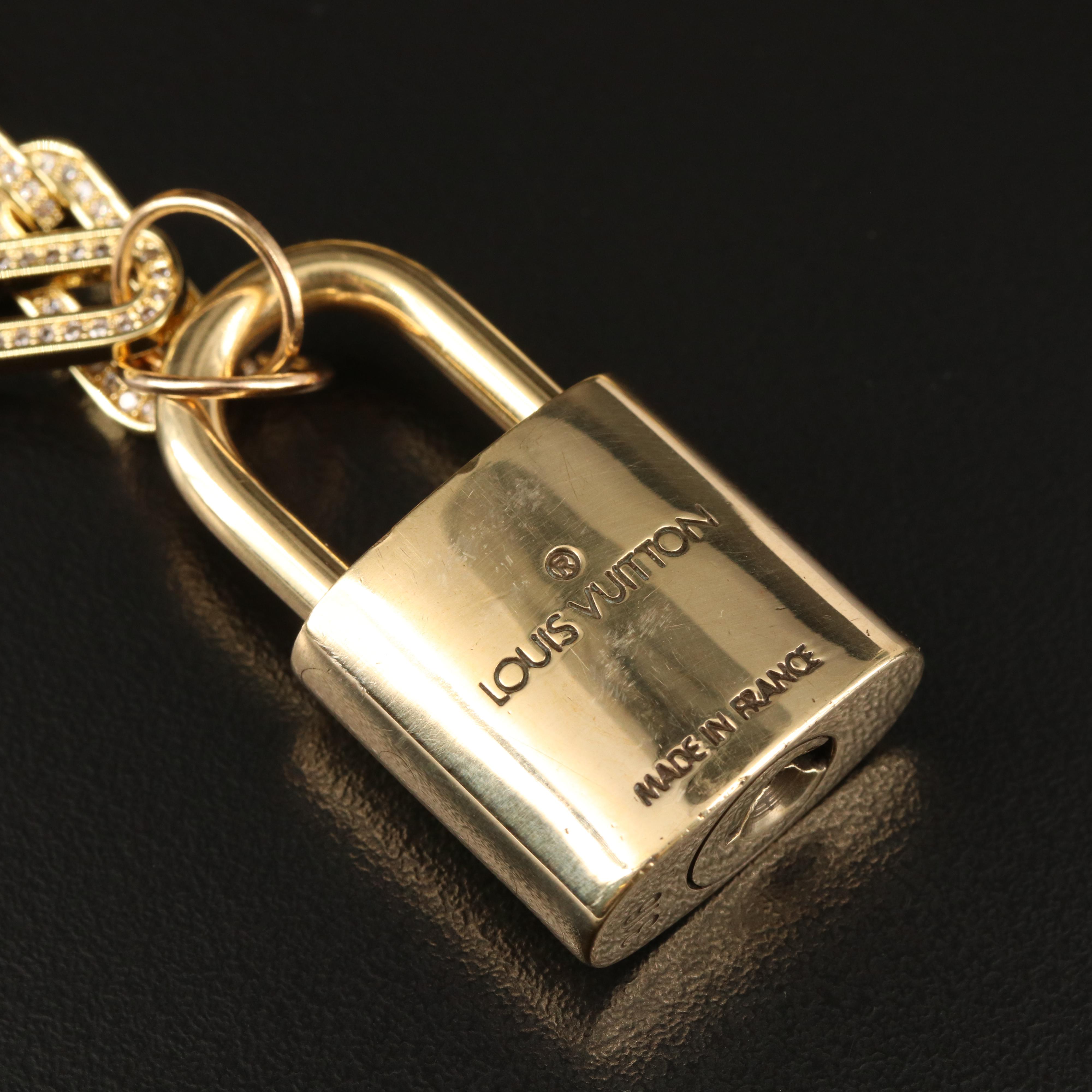 Louis Vuitton Lock on Embellished Paper Clip Link Necklace and Earring Set