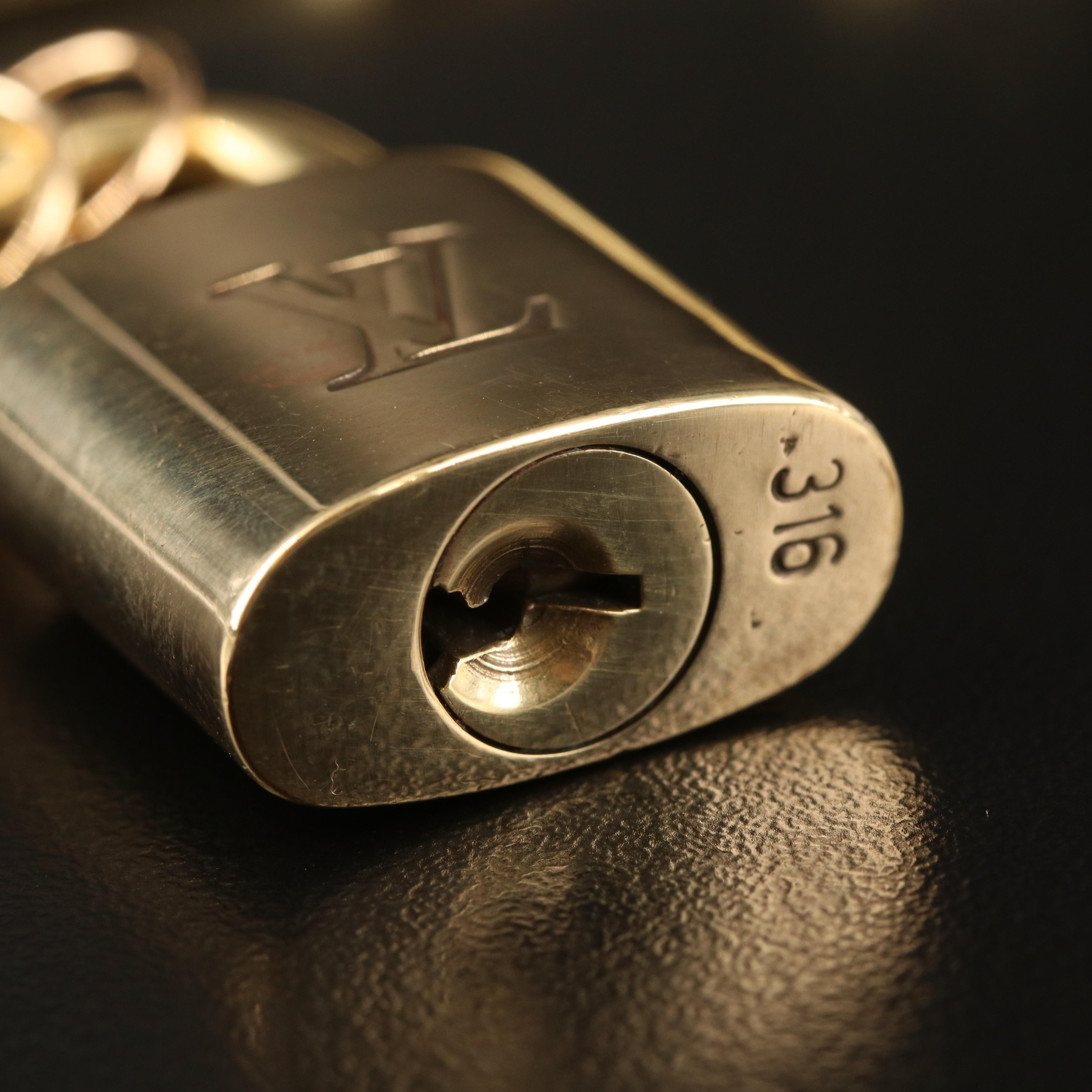 Louis Vuitton Lock on Embellished Paper Clip Link Necklace and Earring Set