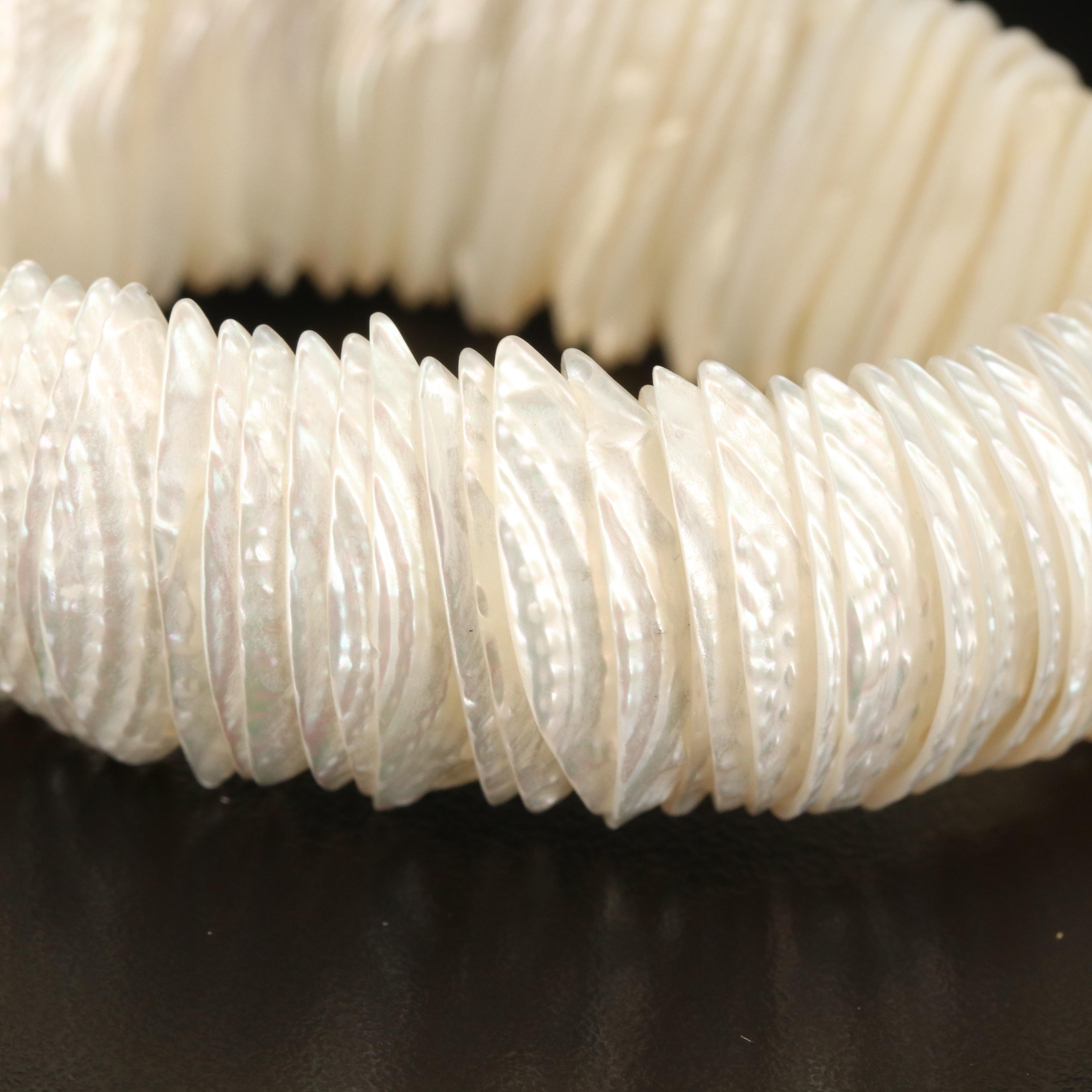 Shell and Lapis Lazuli Bracelets with Enameled Bangle