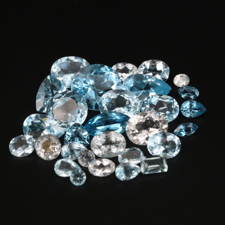 Loose 47.55 CTW Mixed Faceted Aquamarine and Topaz