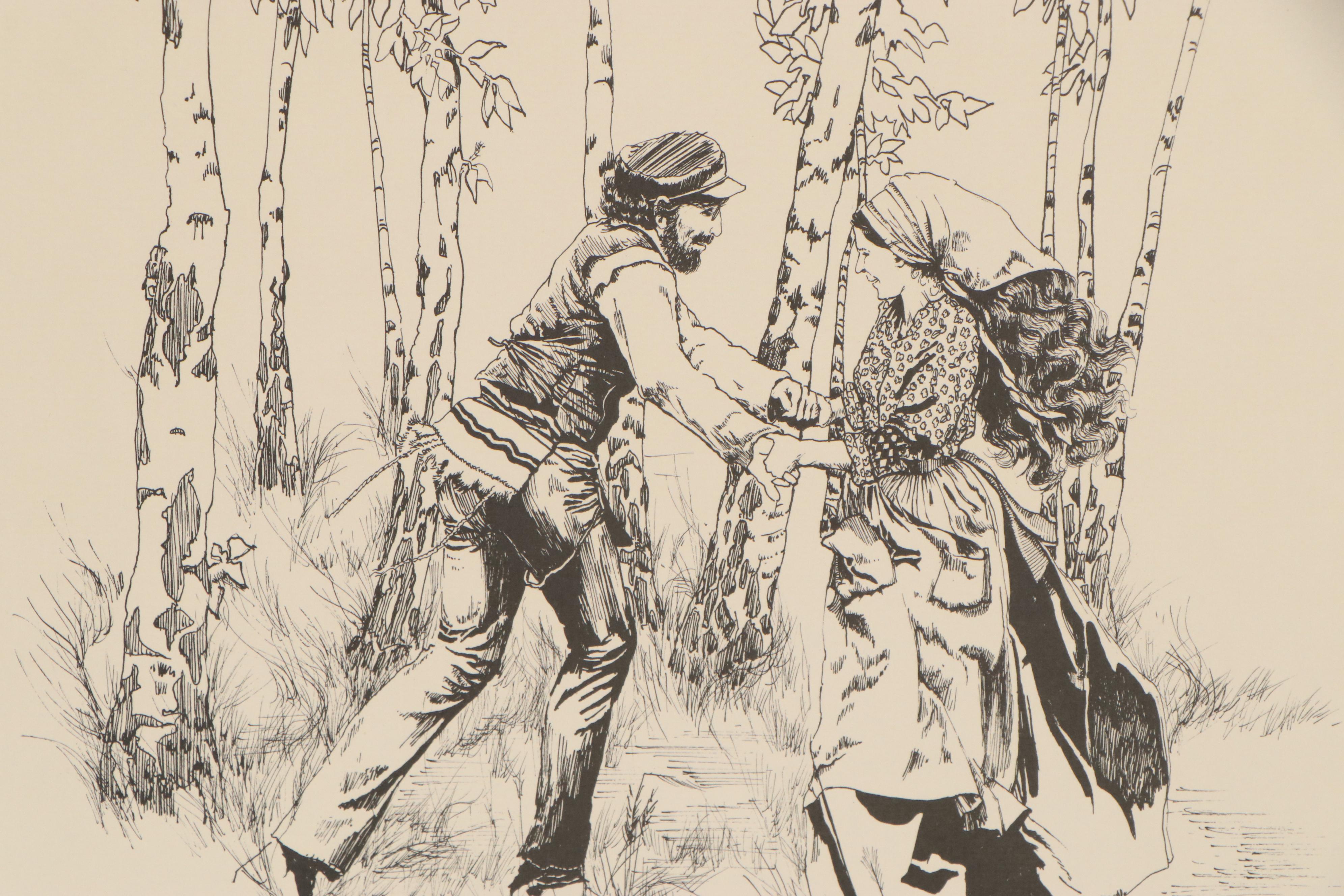 Laura Cobos Lithograph of Dancing Jewish Couple, circa 1972