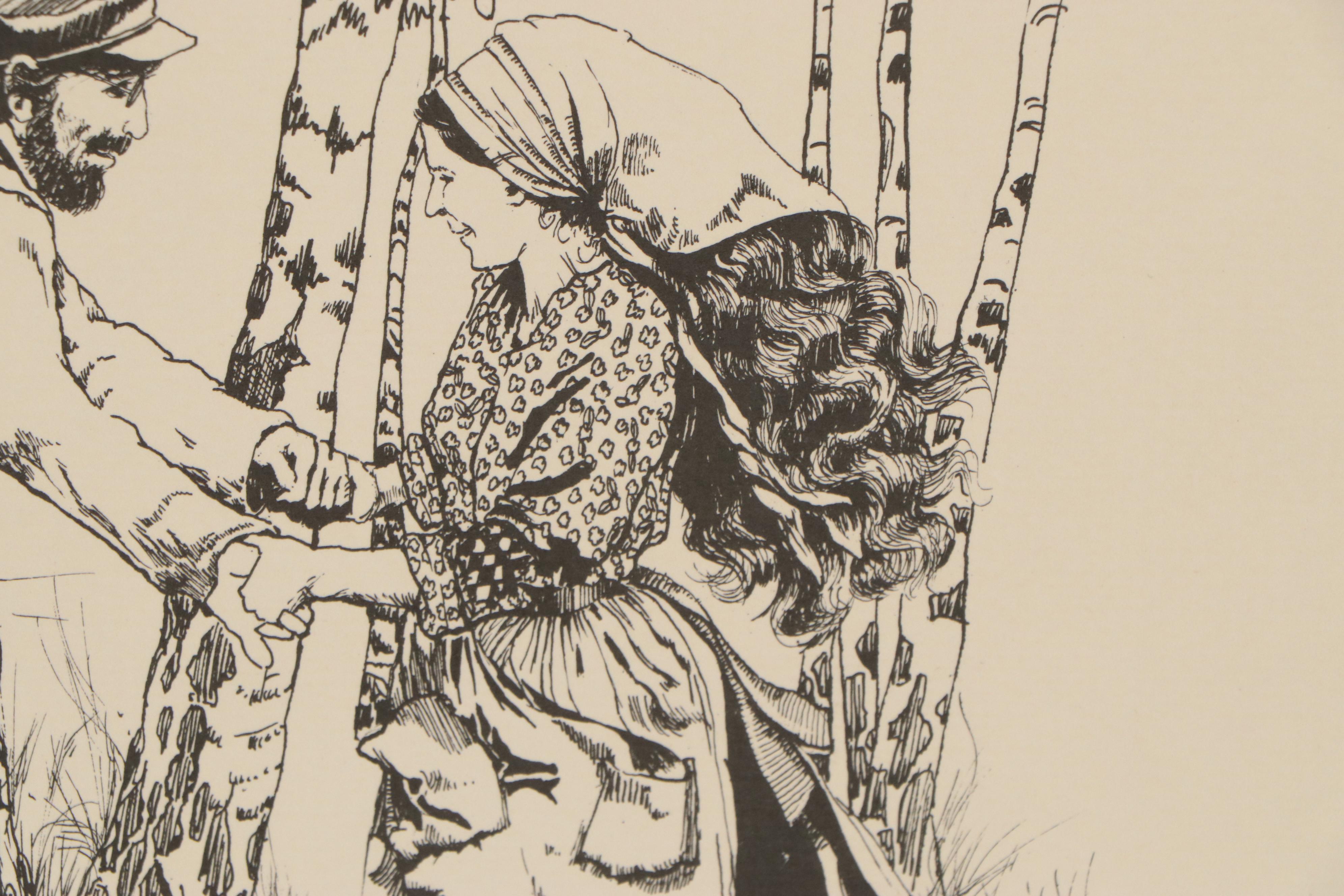 Laura Cobos Lithograph of Dancing Jewish Couple, circa 1972