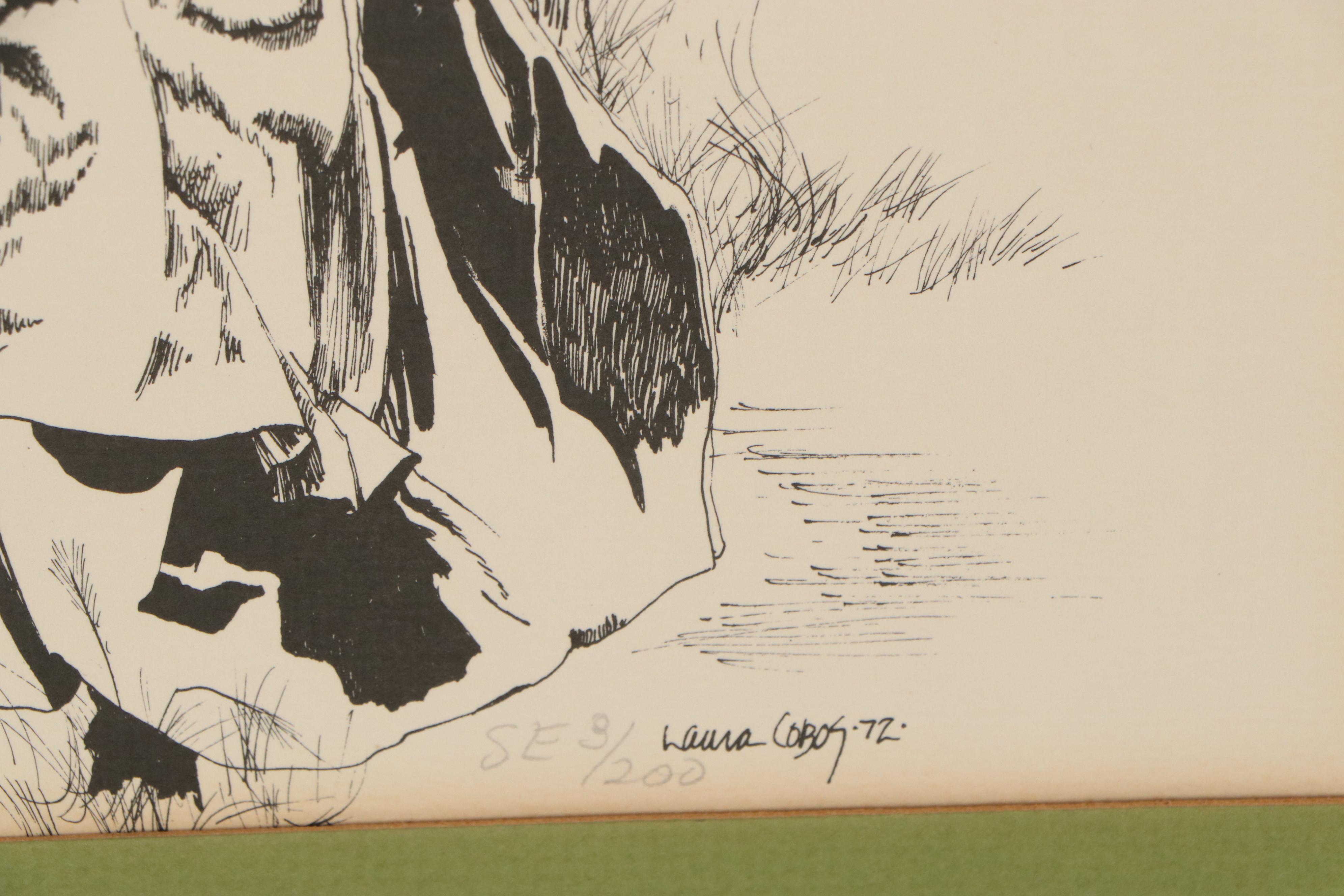 Laura Cobos Lithograph of Dancing Jewish Couple, circa 1972