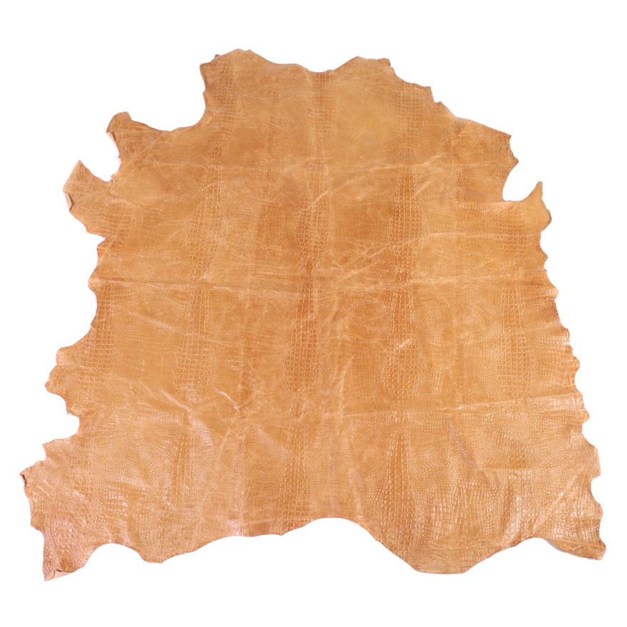 7'2 x 7'7 Garrett Leather "Caiman" Embossed Cowhide Area Rug