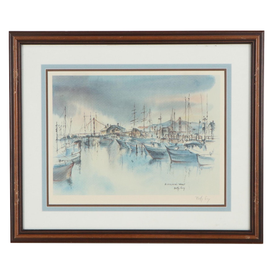 Betty Guy Offset Lithograph "Fisherman's Wharf"