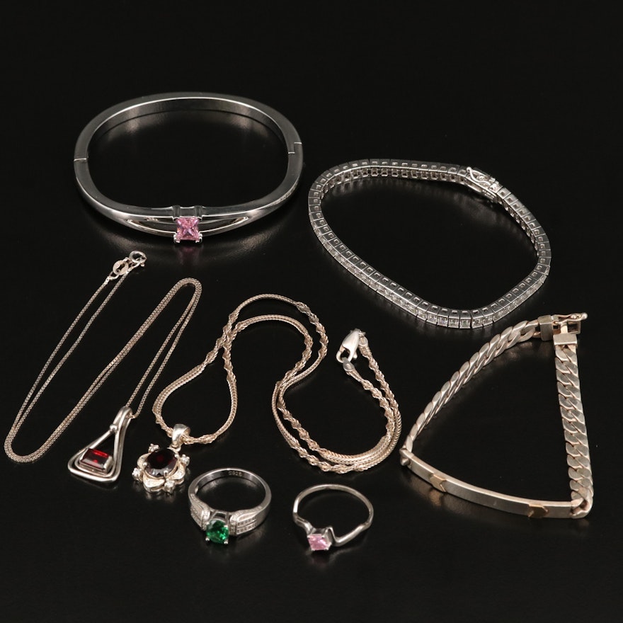 Jewelry Featuring Sterling, Garnet and Cubic Zirconia