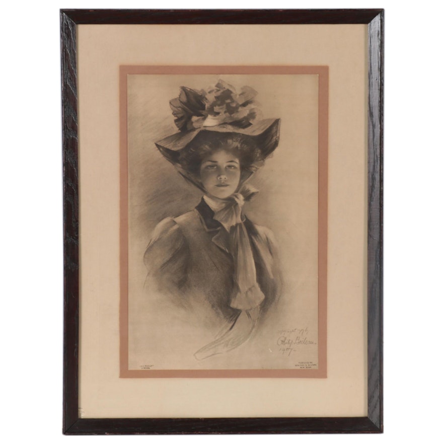 Offset Lithograph Illustration after Philip Boileau of Young Woman