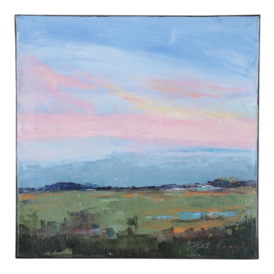Michele Helders Landscape Oil Painting "Farm Pond," 2021