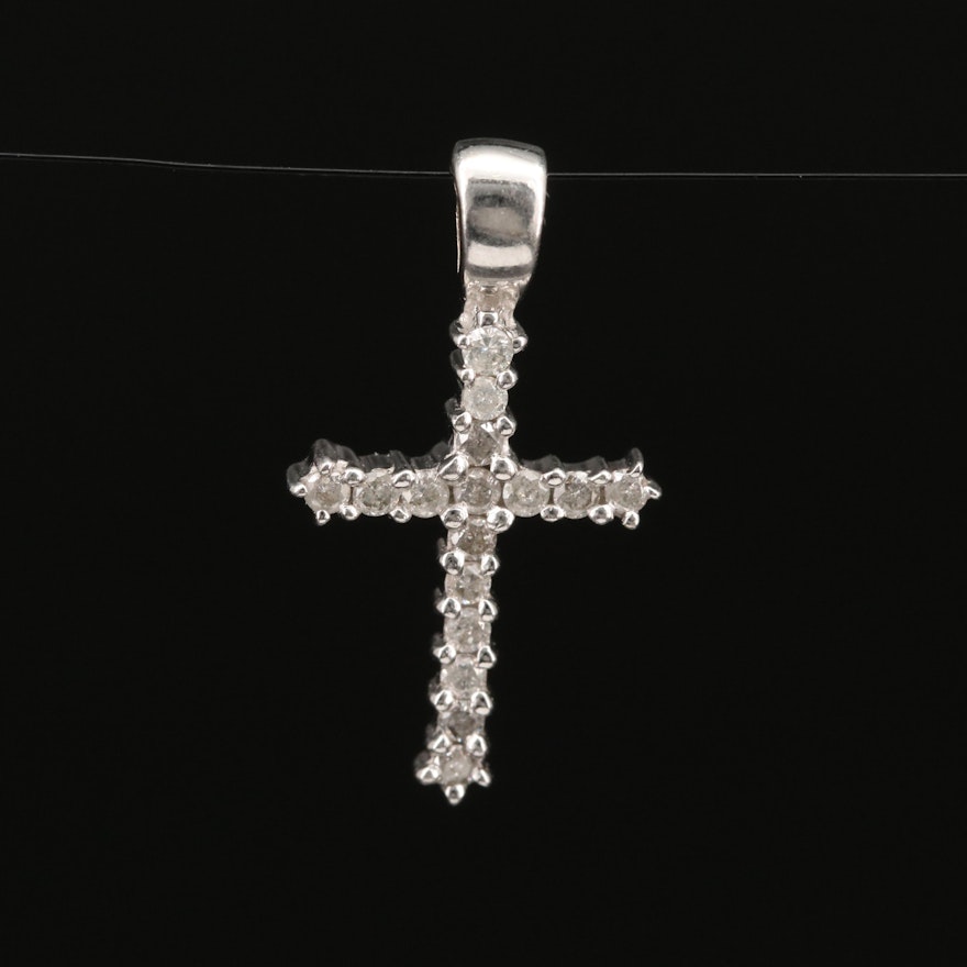 10K Diamond Cross Pendant