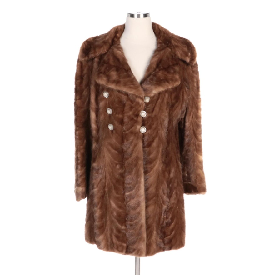 Mink Paw Fur Coat with Wide Notched Collar