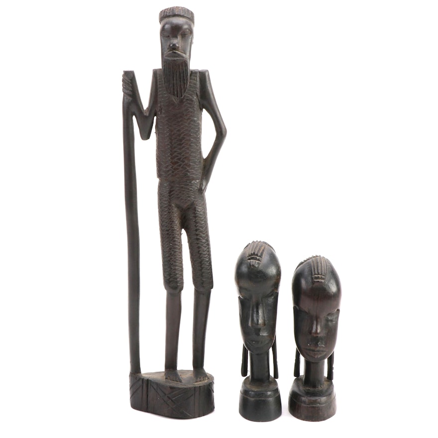 African Carved Wooden Figural Sculptures