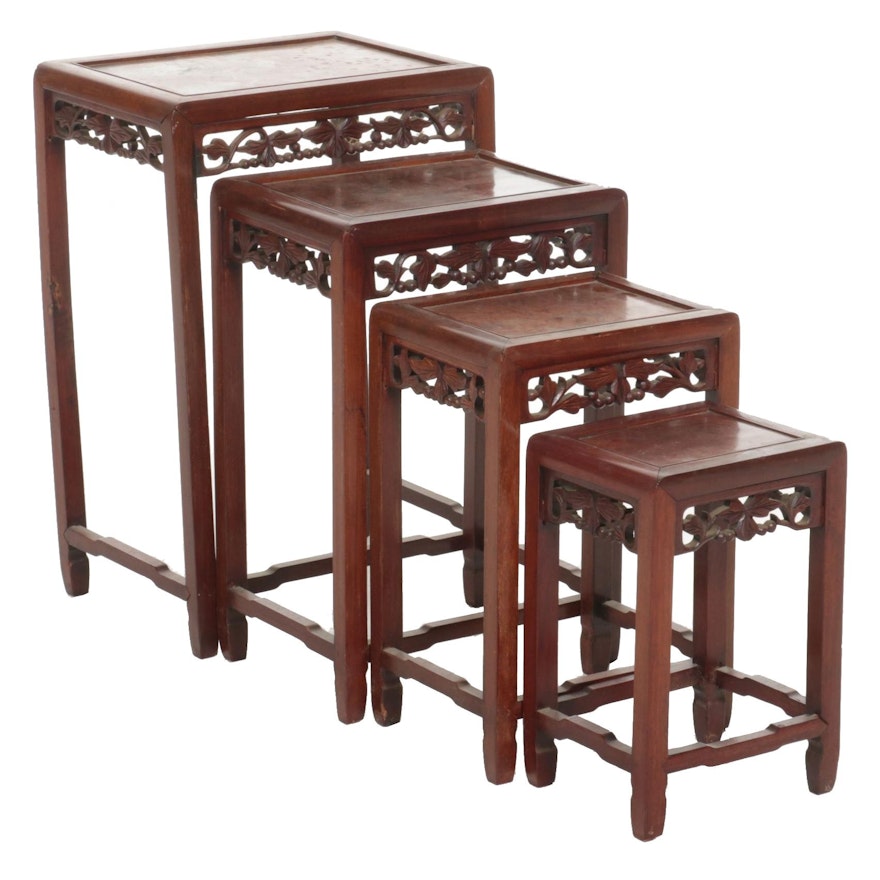 Chinese Mahogany Nesting Tables, Mid to Late 20th Century