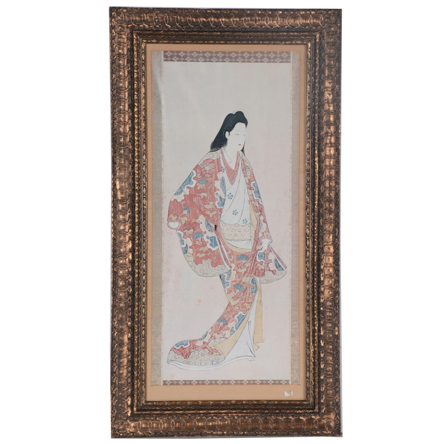 Offset Lithograph of Ukiyo-e Style Woman, 21st Century