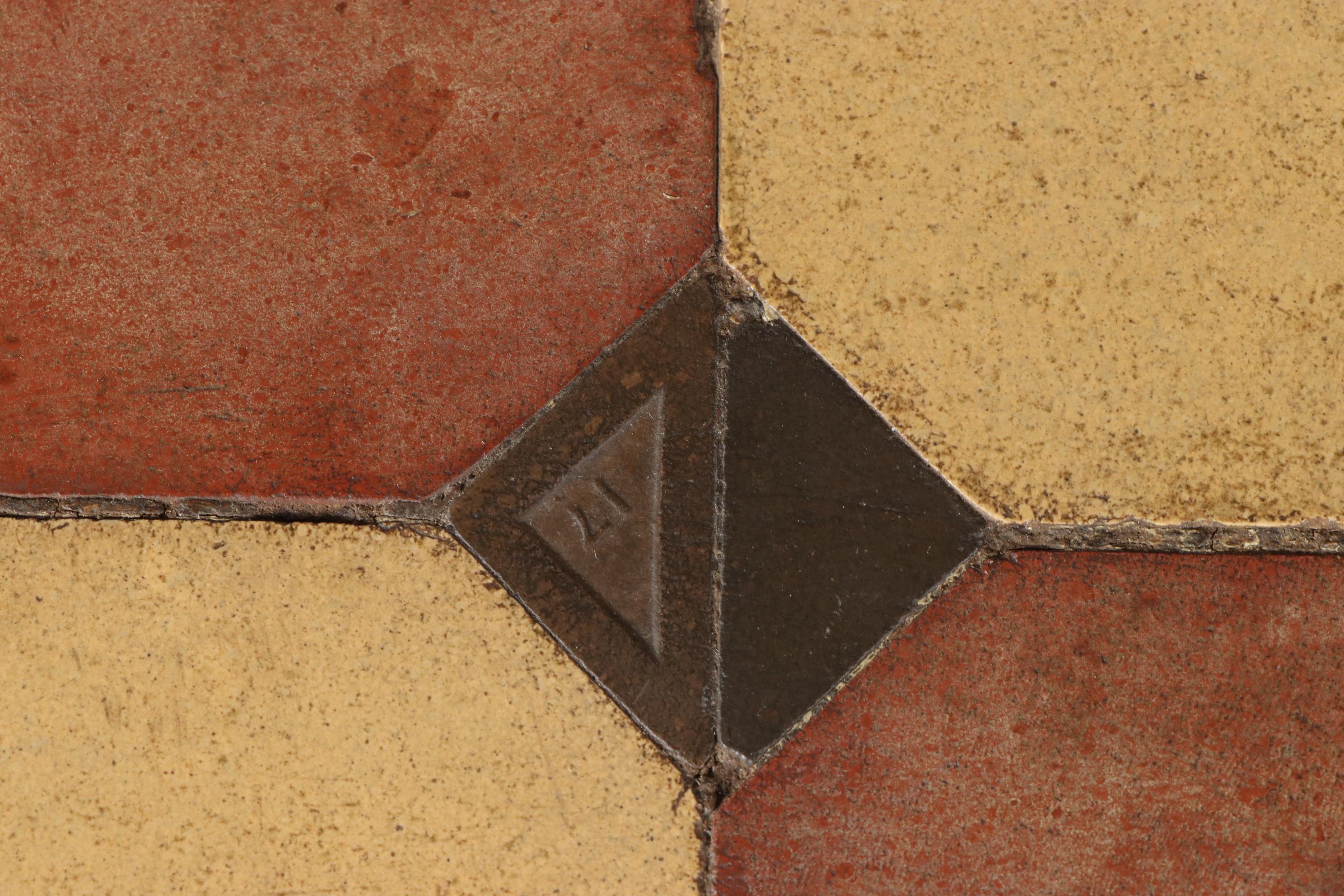 American Folk Art Pine, Oak, and Terra-Cotta Tile Side Cabinet