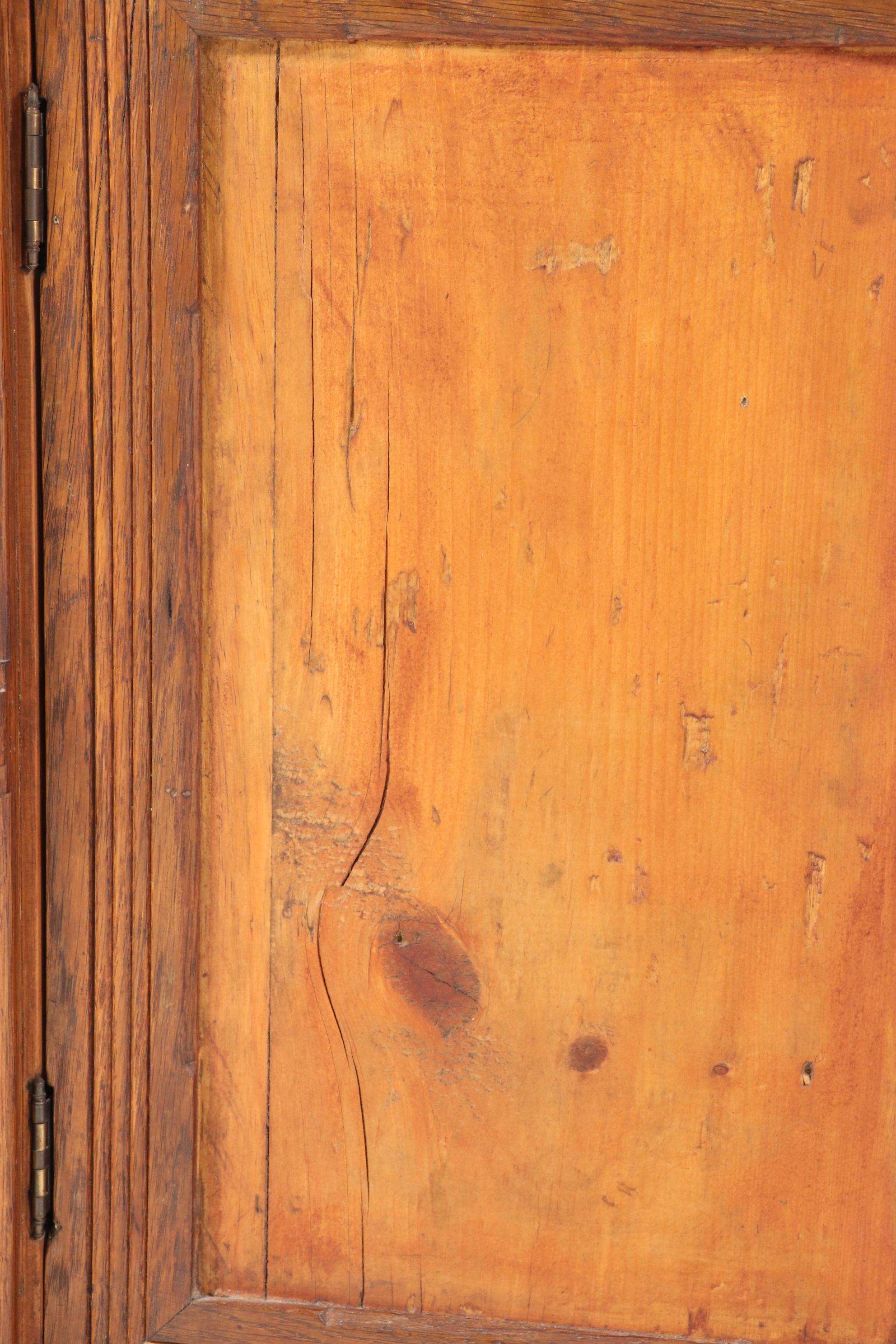 American Folk Art Pine, Oak, and Terra-Cotta Tile Side Cabinet