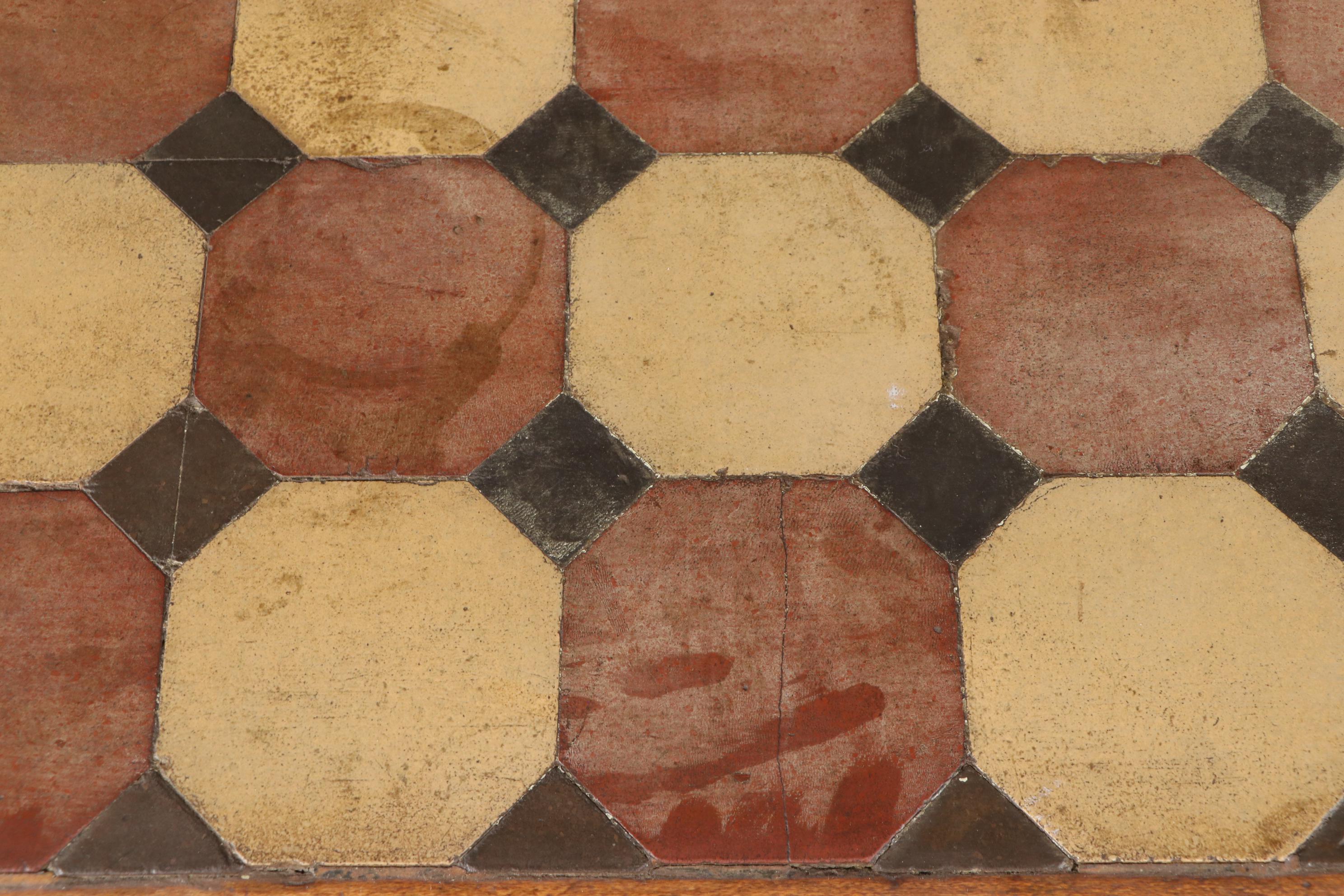 American Folk Art Pine, Oak, and Terra-Cotta Tile Side Cabinet