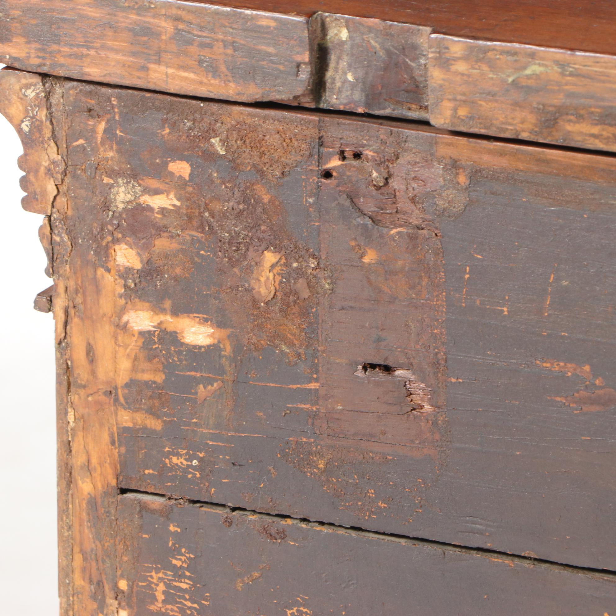 American Folk Art Pine, Oak, and Terra-Cotta Tile Side Cabinet