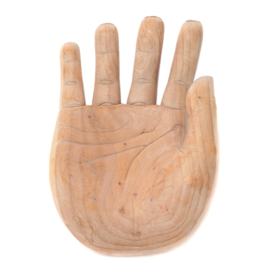 Carved Wood Hand Form Sculptural Centerpiece