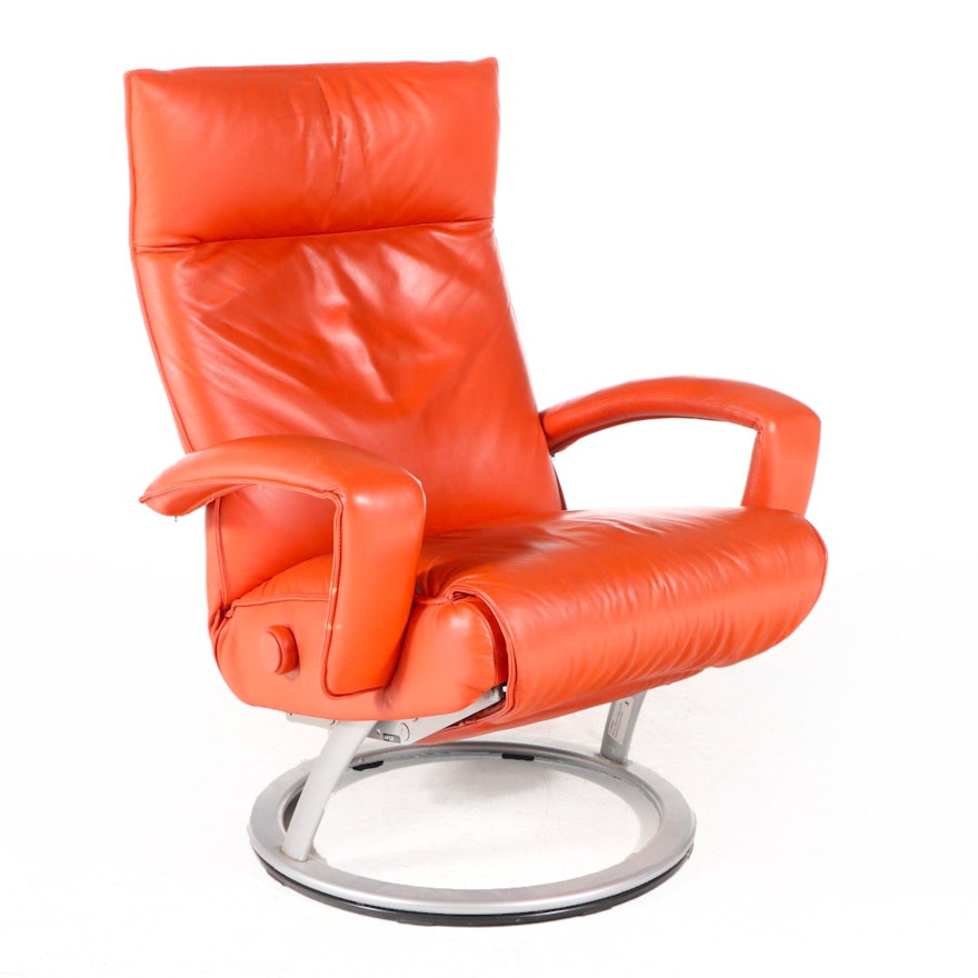 Lafer Modern Orange Leather Reclining Chair