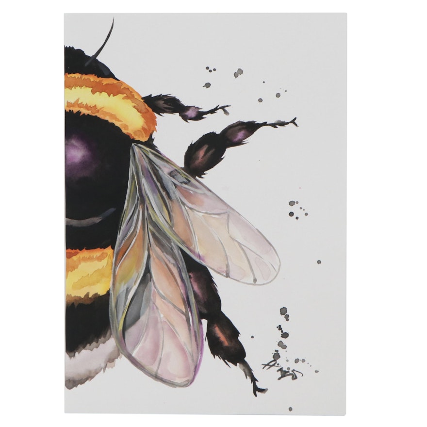 Anne Gorywine Watercolor Painting of Bee, 2021