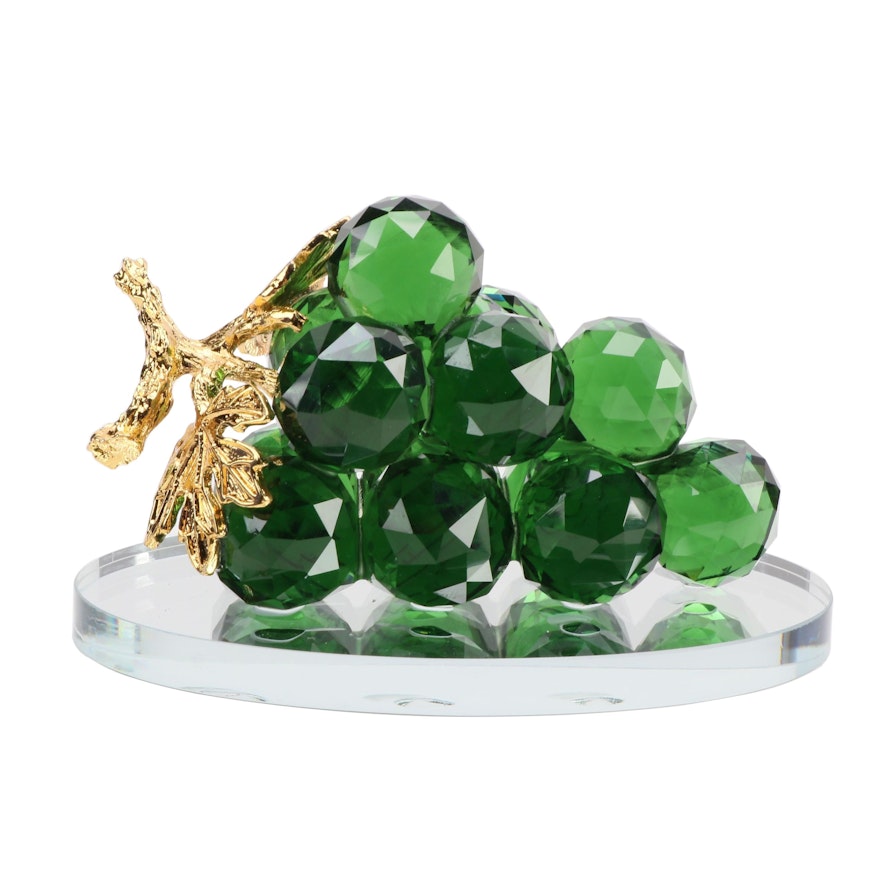 Green Crystal Grape Cluster on Oval Mirror