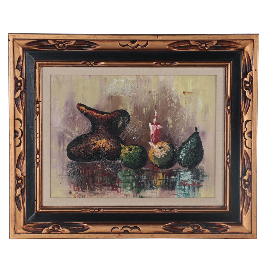 Abstract Still Life Oil Painting, Late 20th Century