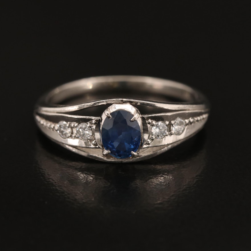 Platinum Sapphire and Diamond Ring