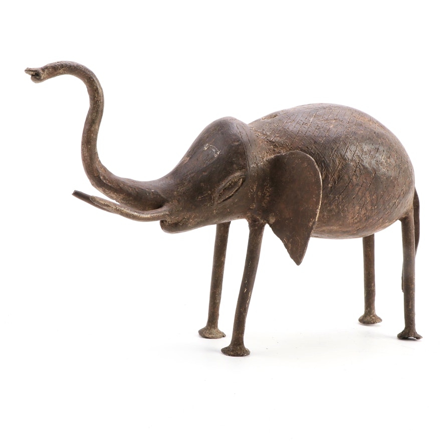 Lobi Style Cast Bronze Alloy Sculpture of Elephant