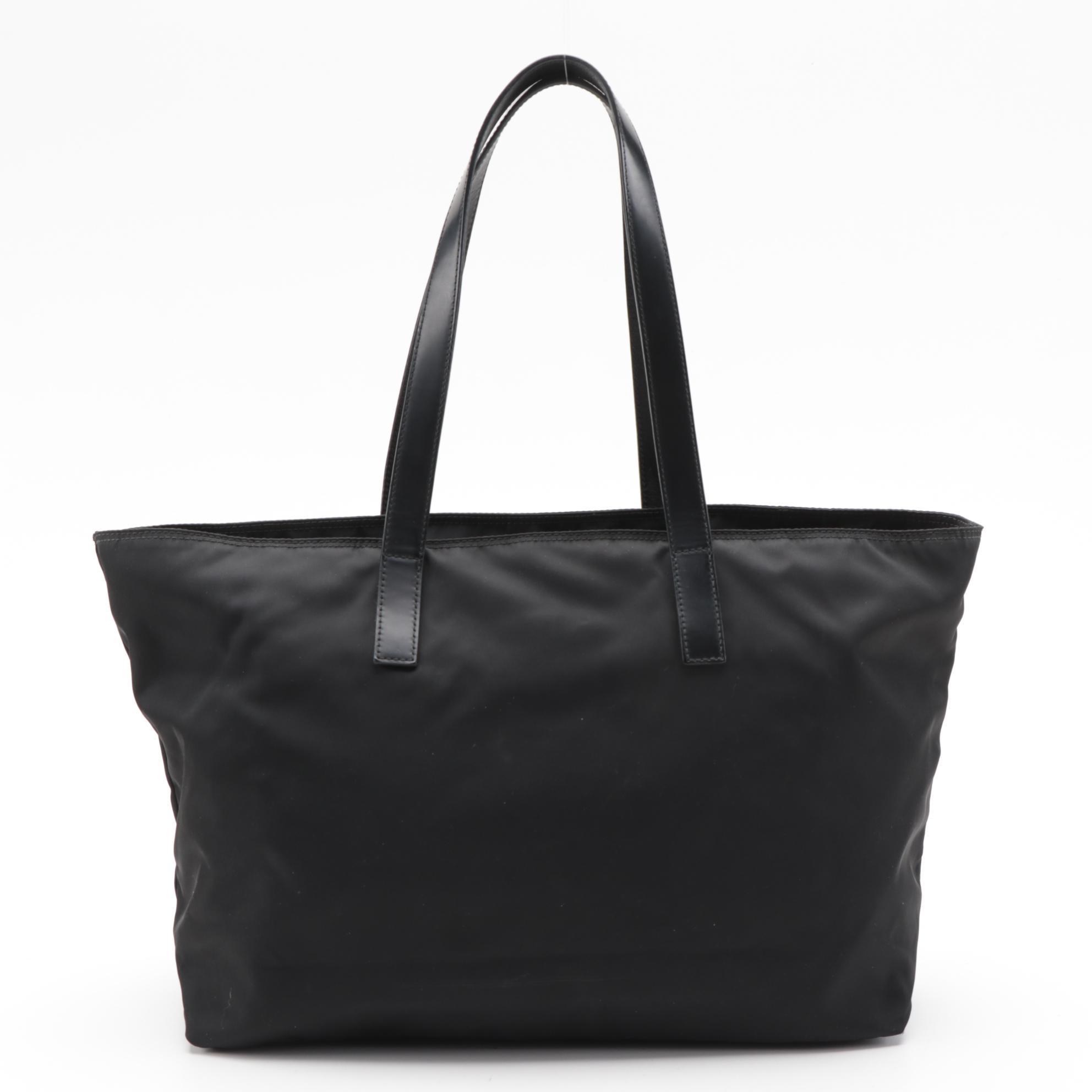 Prada Black Tessuto Nylon and Leather Tote