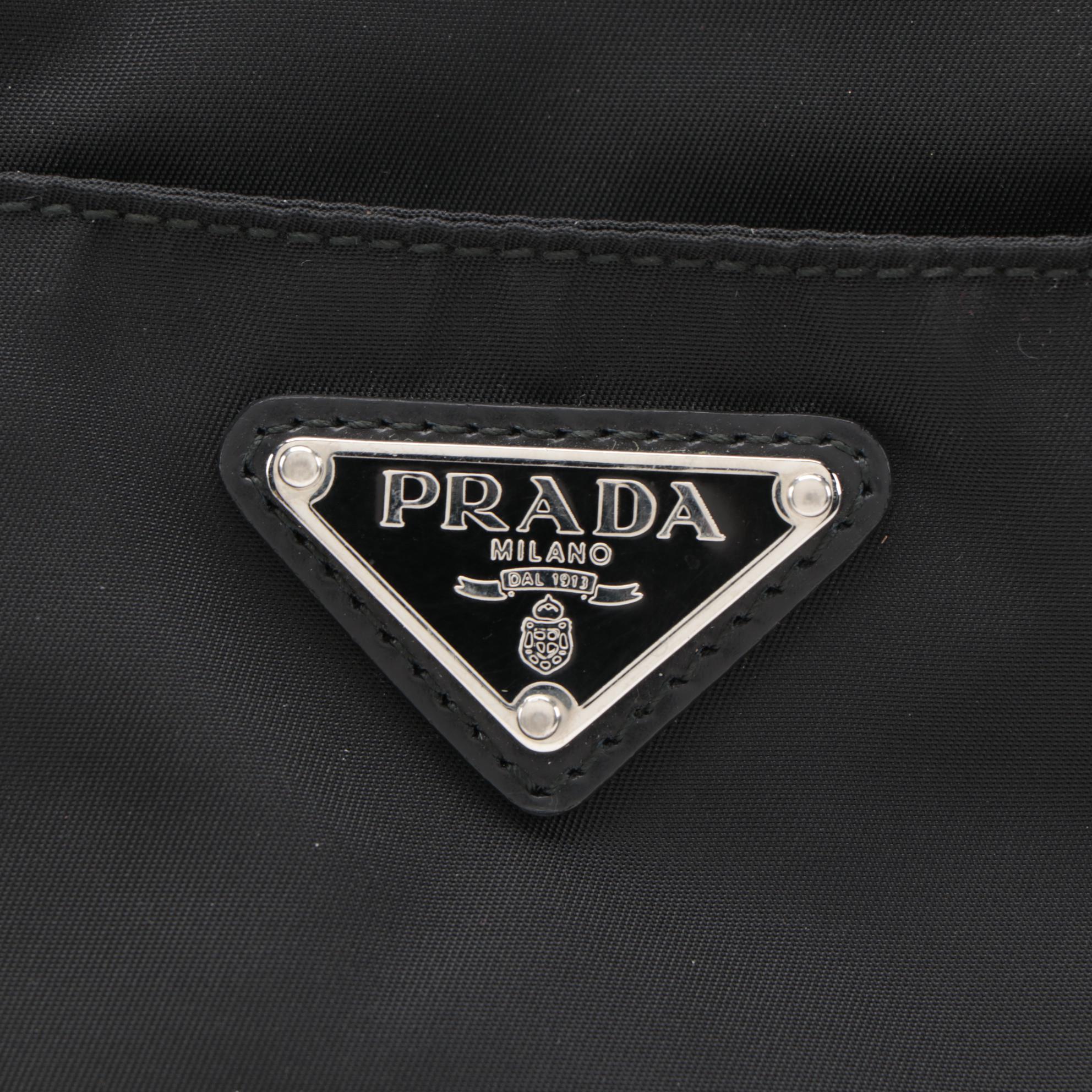 Prada Black Tessuto Nylon and Leather Tote