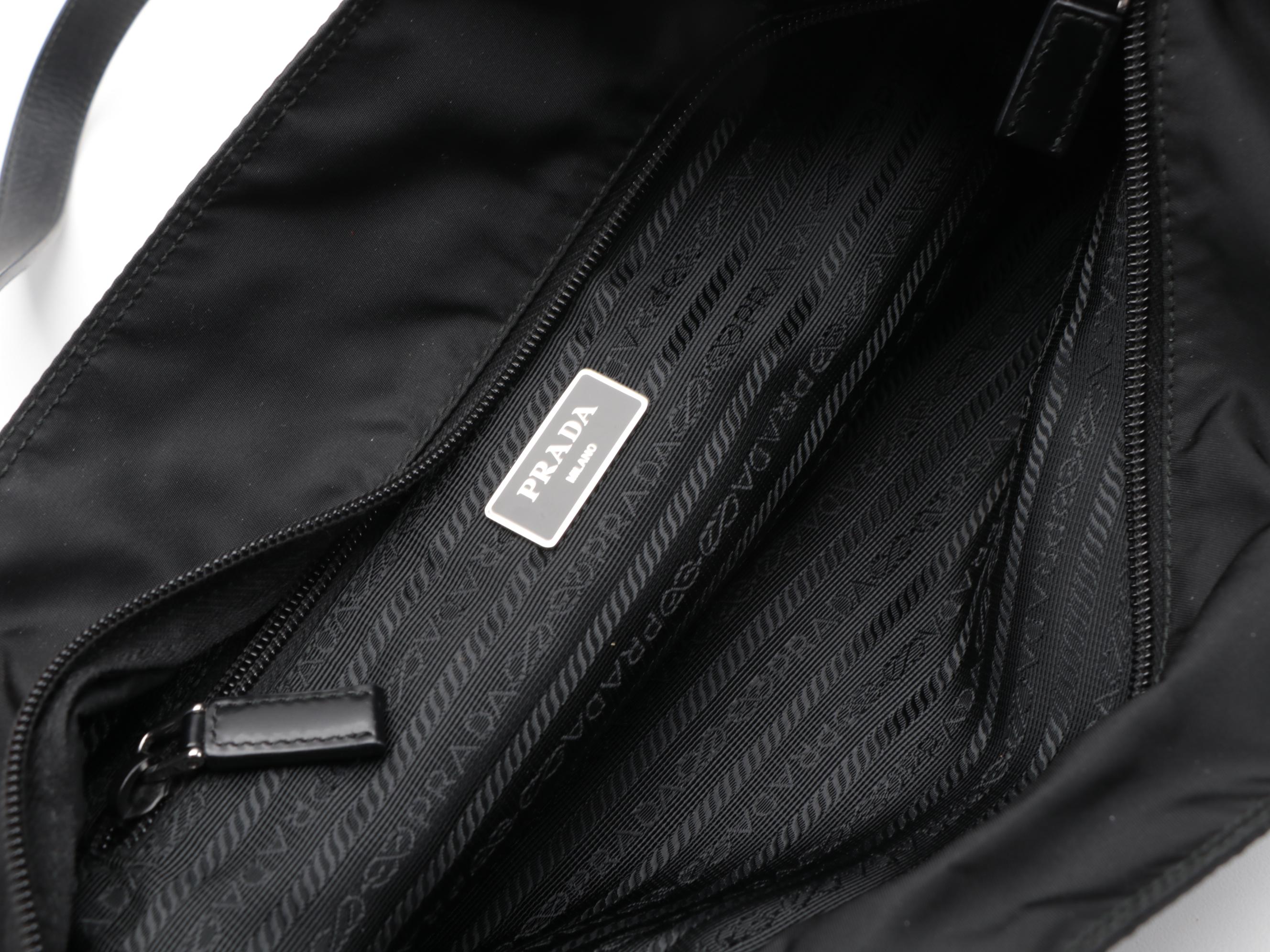 Prada Black Tessuto Nylon and Leather Tote