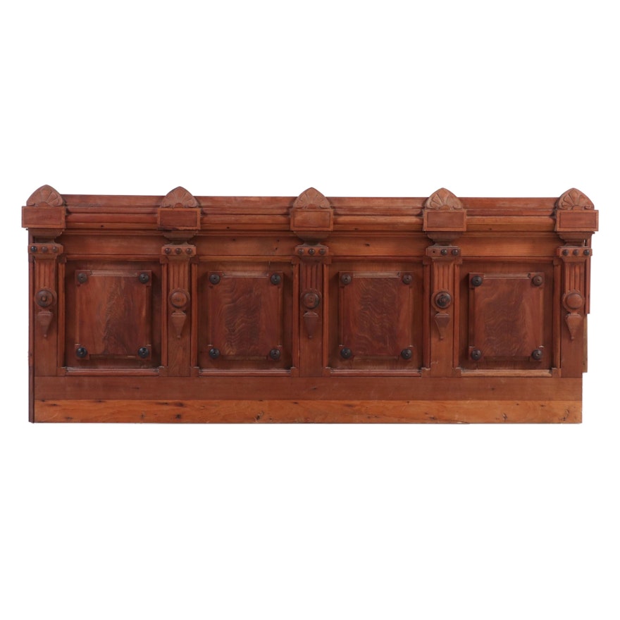 Victorian Walnut Architectural Panel, Adapted as King Headboard