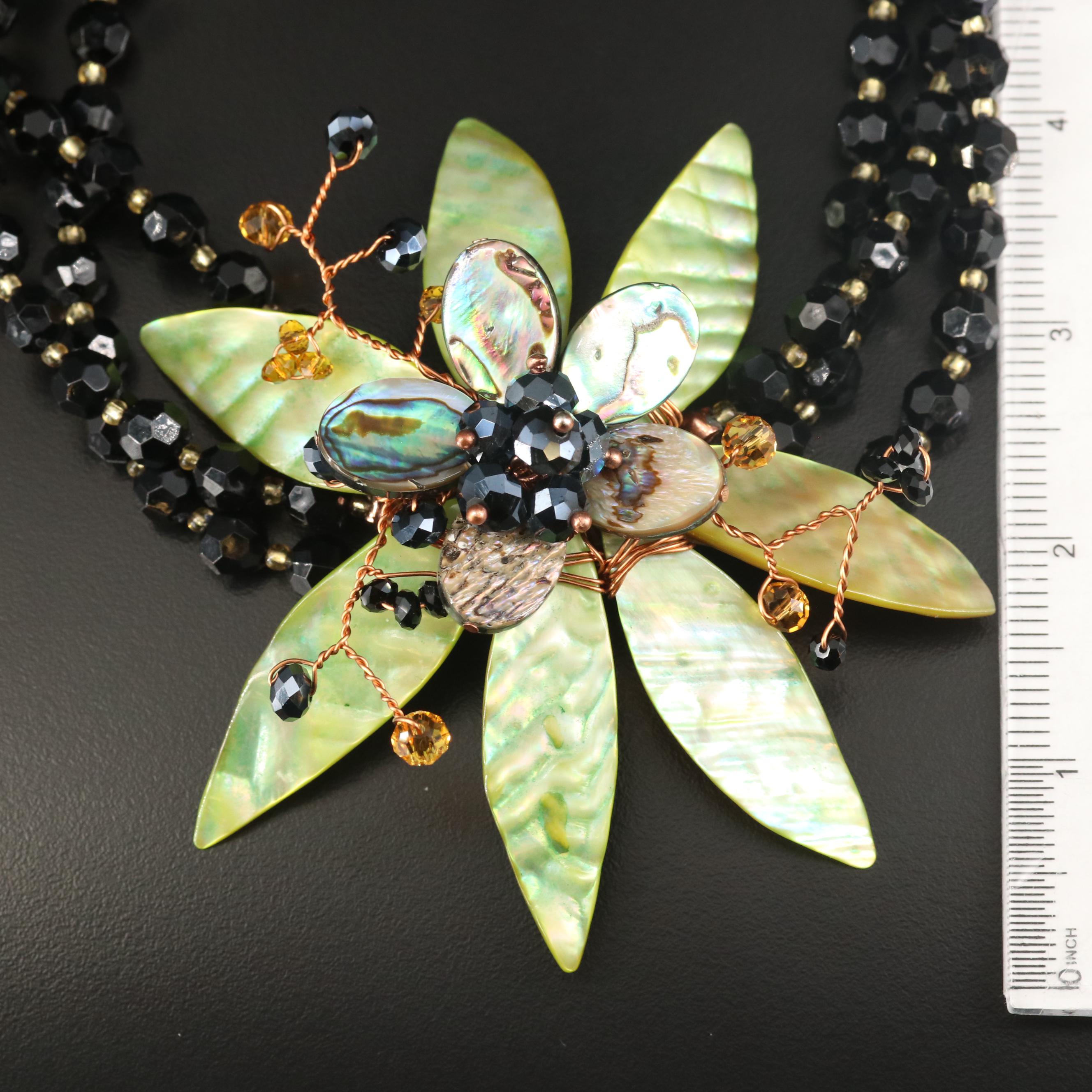 Foliate and Triangle Necklaces and Earrings Including Sterling