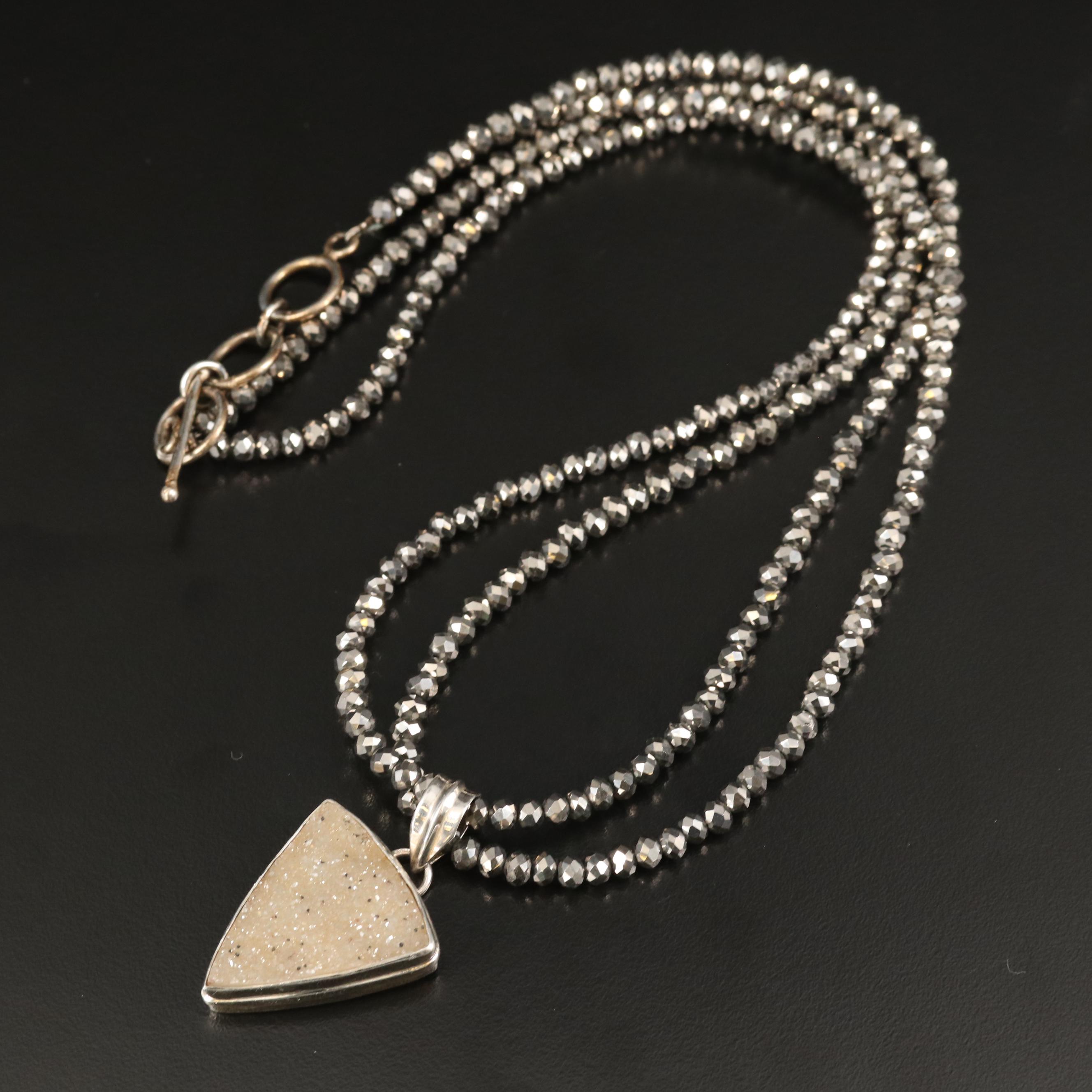 Foliate and Triangle Necklaces and Earrings Including Sterling