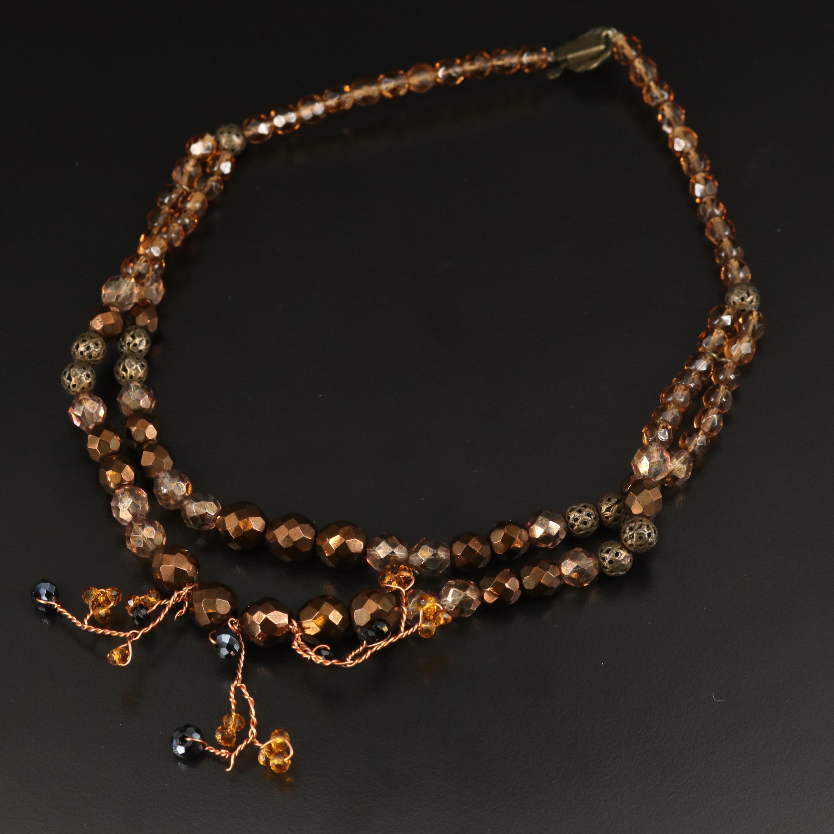 Foliate and Triangle Necklaces and Earrings Including Sterling