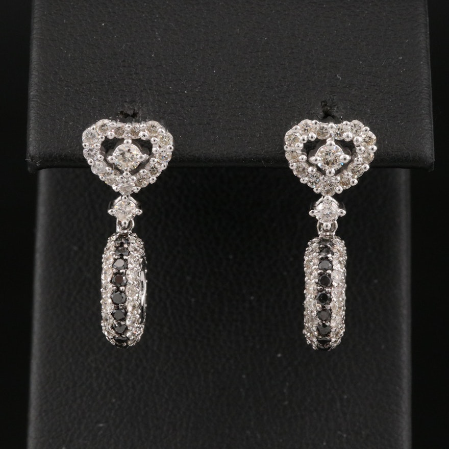 14K 1.42 CTW Black Diamond and Diamond Earrings